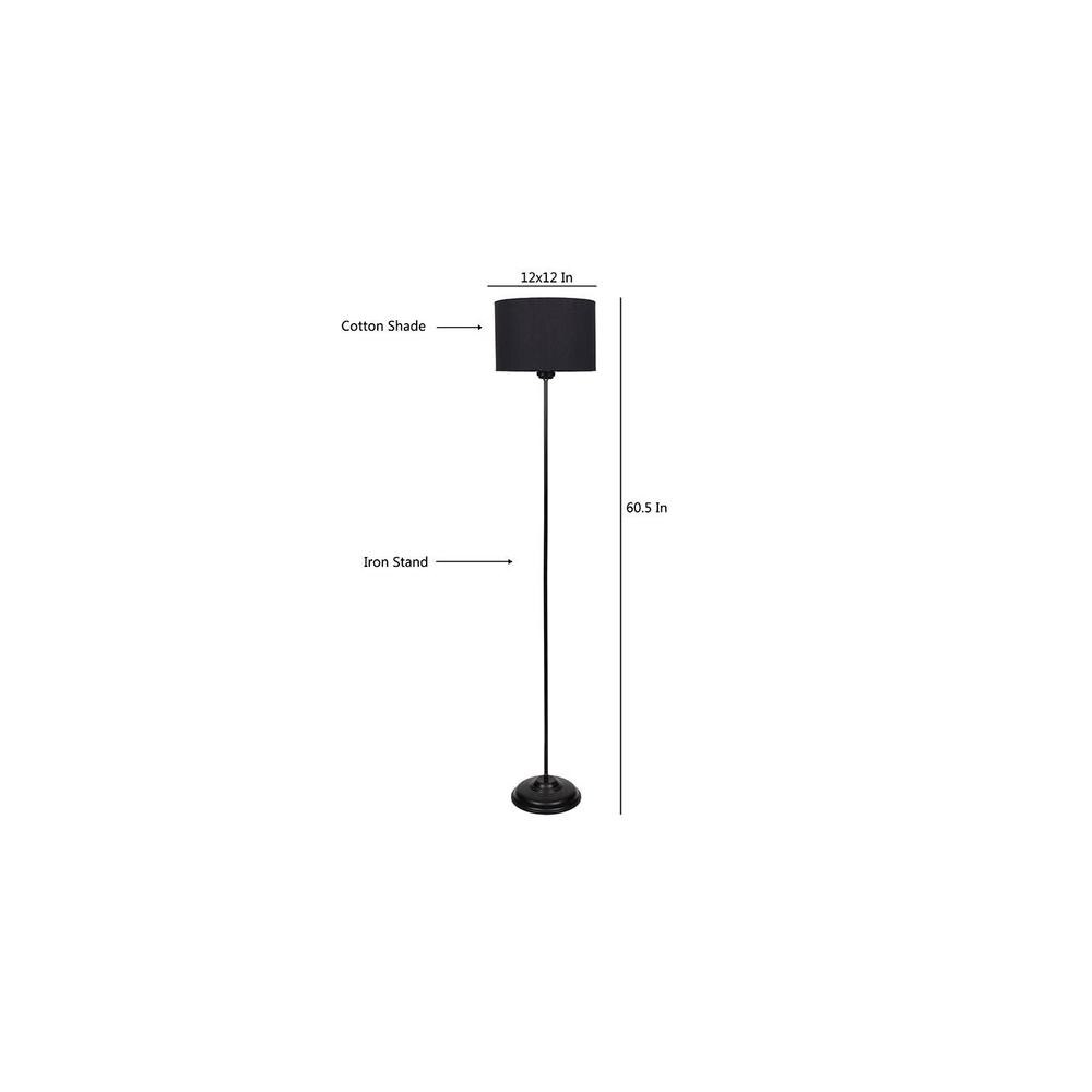Saul Black Cotton Shade Floor Lamp