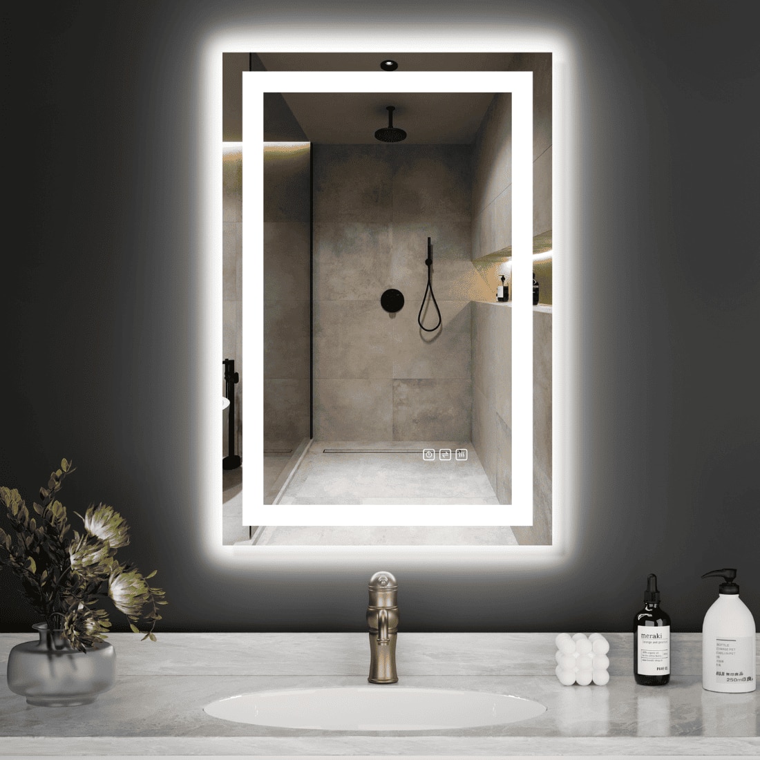 Rectangle  Vanity Mirror with Lights Modern LED Mirror