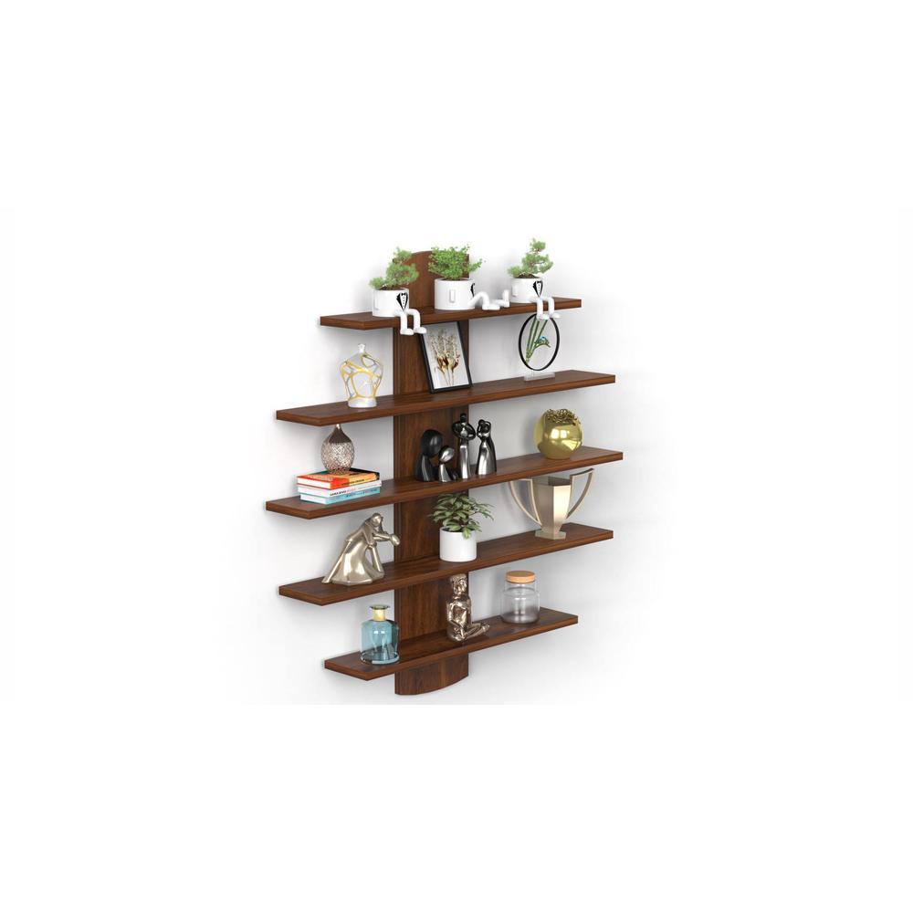 Caselle Engineered Wood Display Wall Shelf in Brown Maple