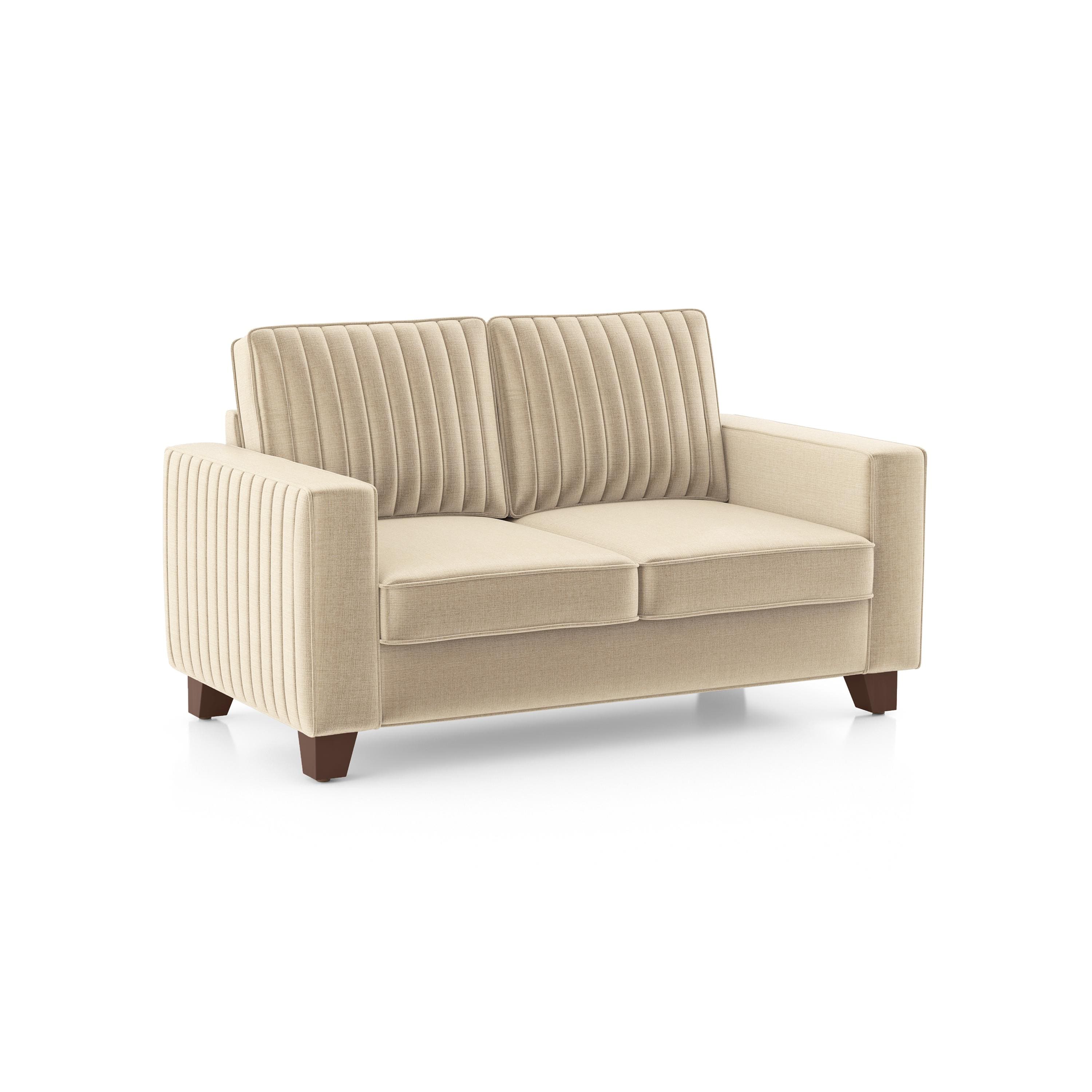Apollo Neo 2 Seater Fabric Sofa in Pearl White Colour (Back Height : Regular, Cushion Type : Soft)