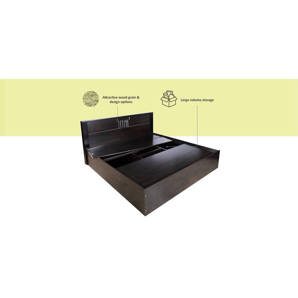 Styx Solid Wood King Size Drawer Storage Bed In Melamine Finish