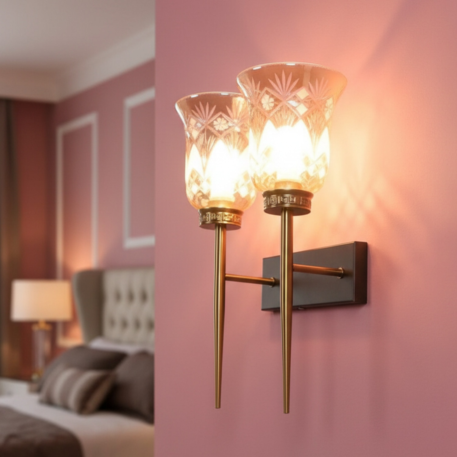 Eliante Modern Wall Lights Mild Steel, Glass & Glass Material Antique,Brown & Golden Finish - Eliante