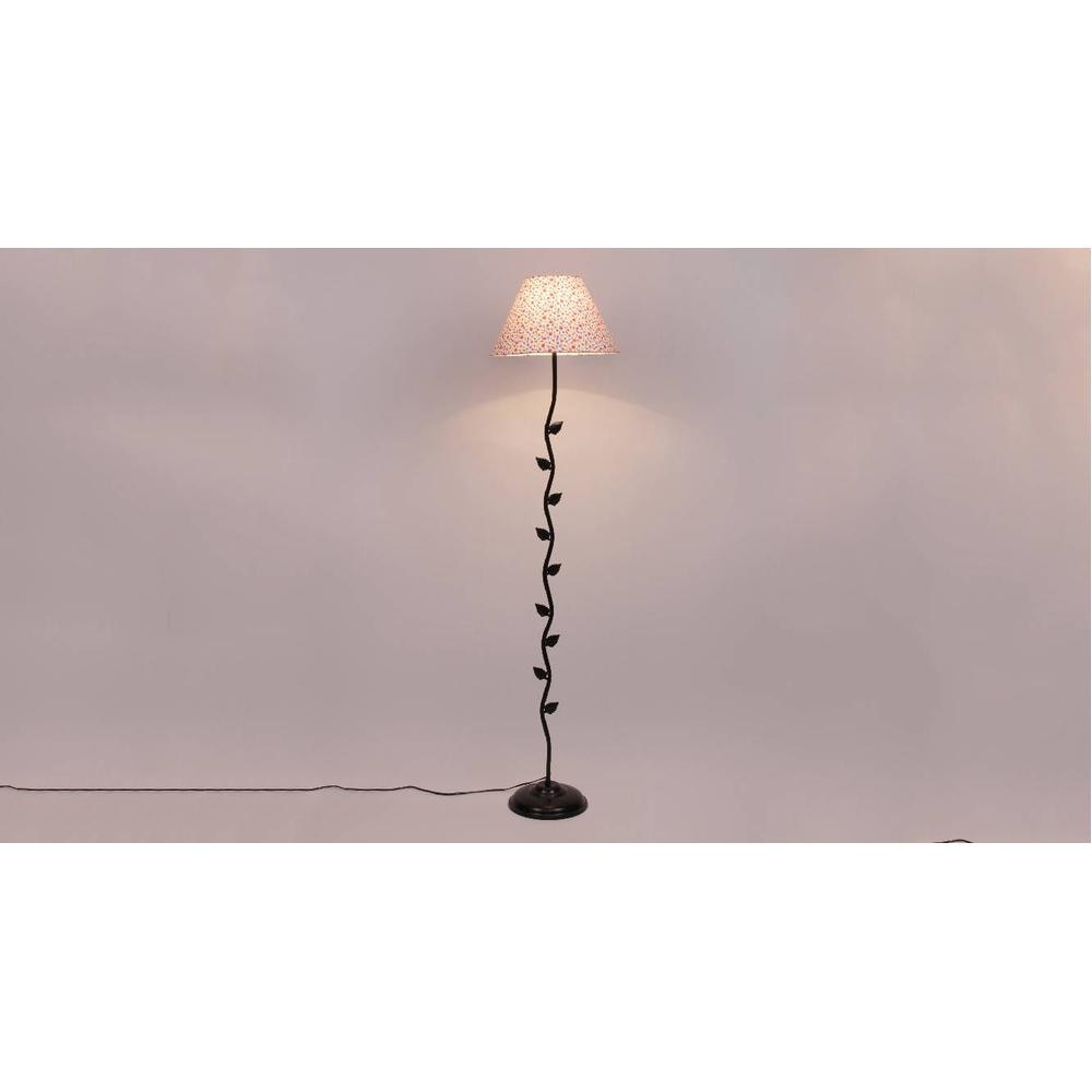 Nicolai Multicolour Fabric Floor Lamp with Black Iron Base