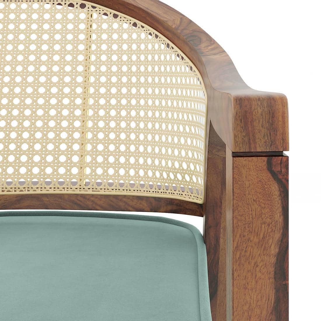 Hayworth Lounge Chair in Teak Finish and Dusty Turquoise Velvet Colour