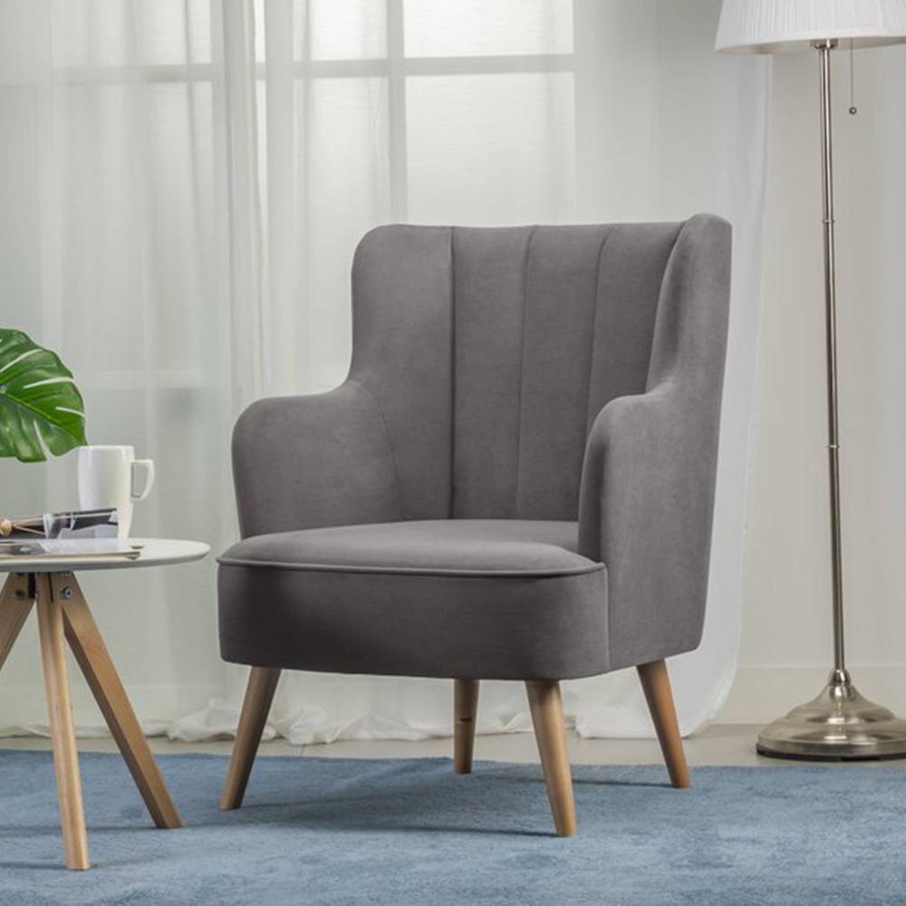 Lerrot Accent chair Velvet in Grey Color