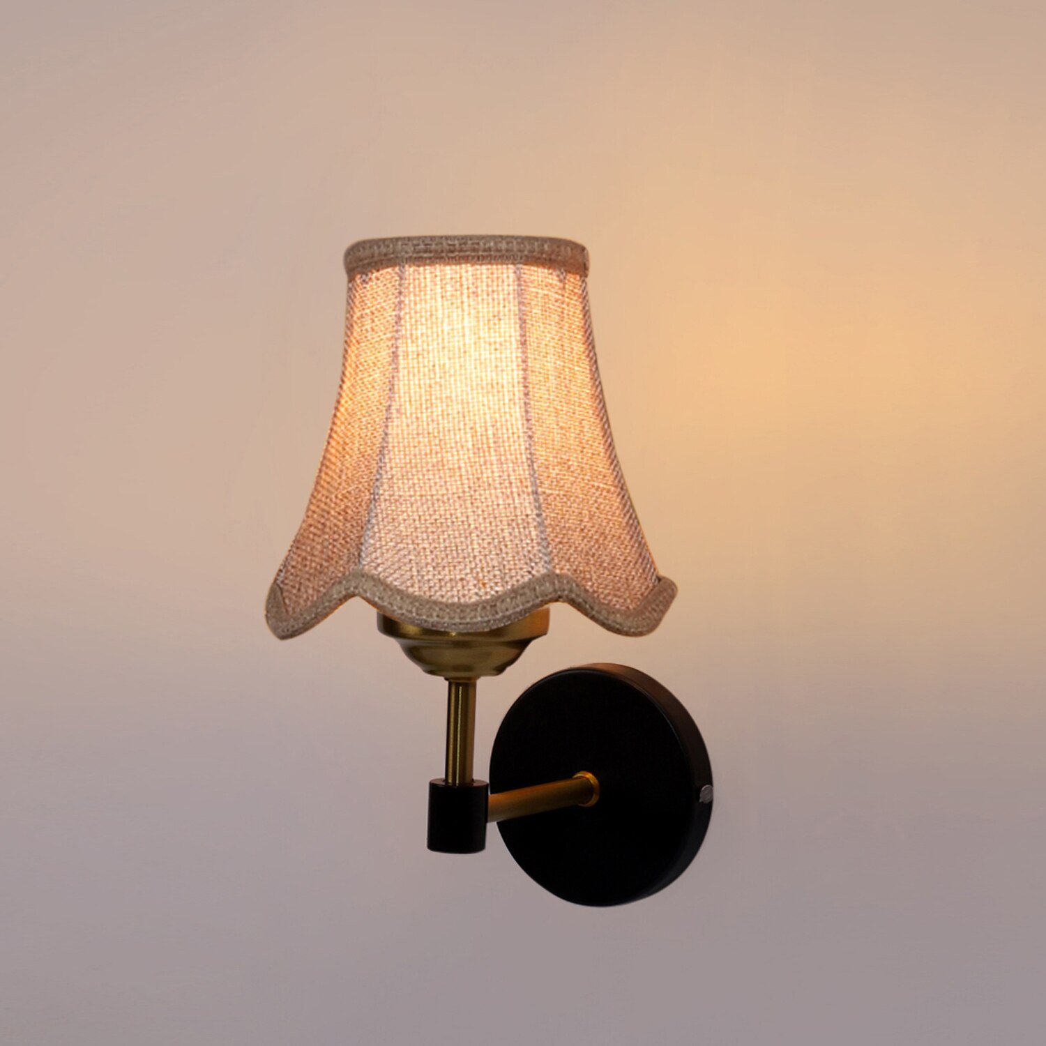 Devansh Gold Wall Mounted Lamp With Beige Jute Shade