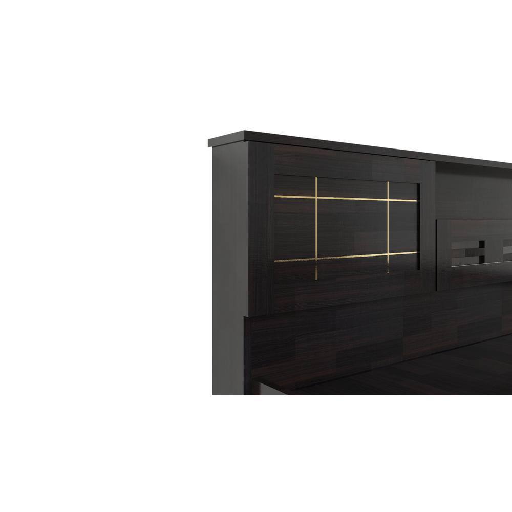 Hideki Goldline Queen Size Bed In Wenge Finish