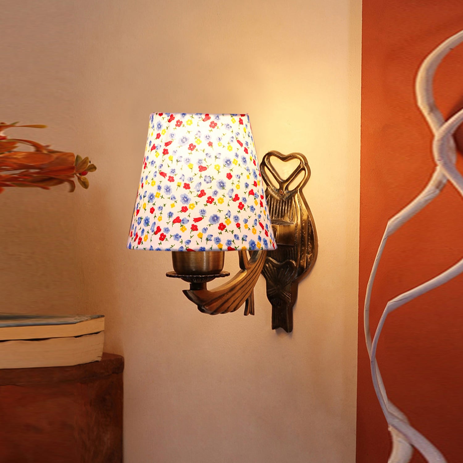 Devansh Metal Electric Wall Light in Antique Gold Colour with Multi Shade Count of 1 Light - Devansh