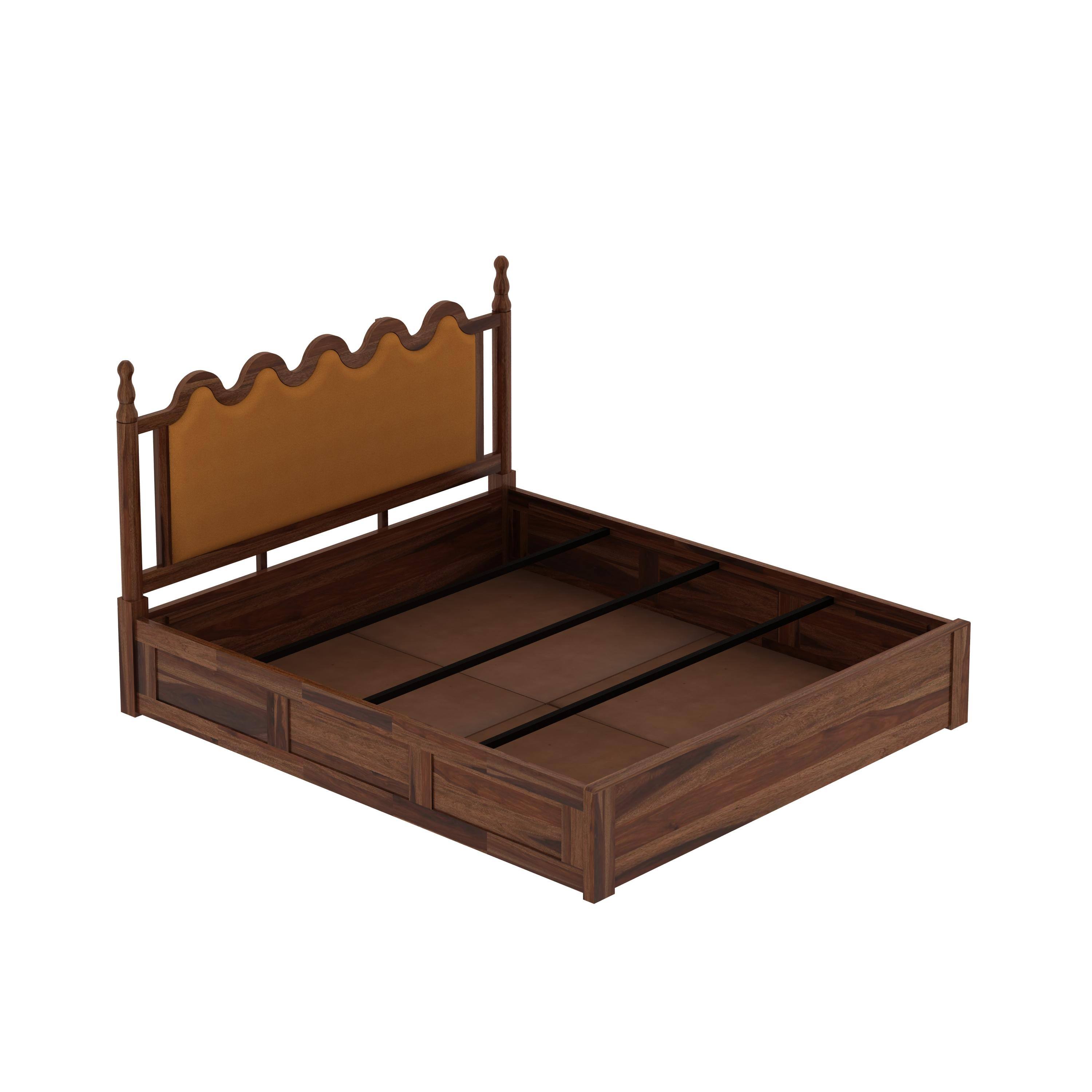 Tavora Sheesham Wood Queen Size Bed With Box Storage In Provincial Teak Finish