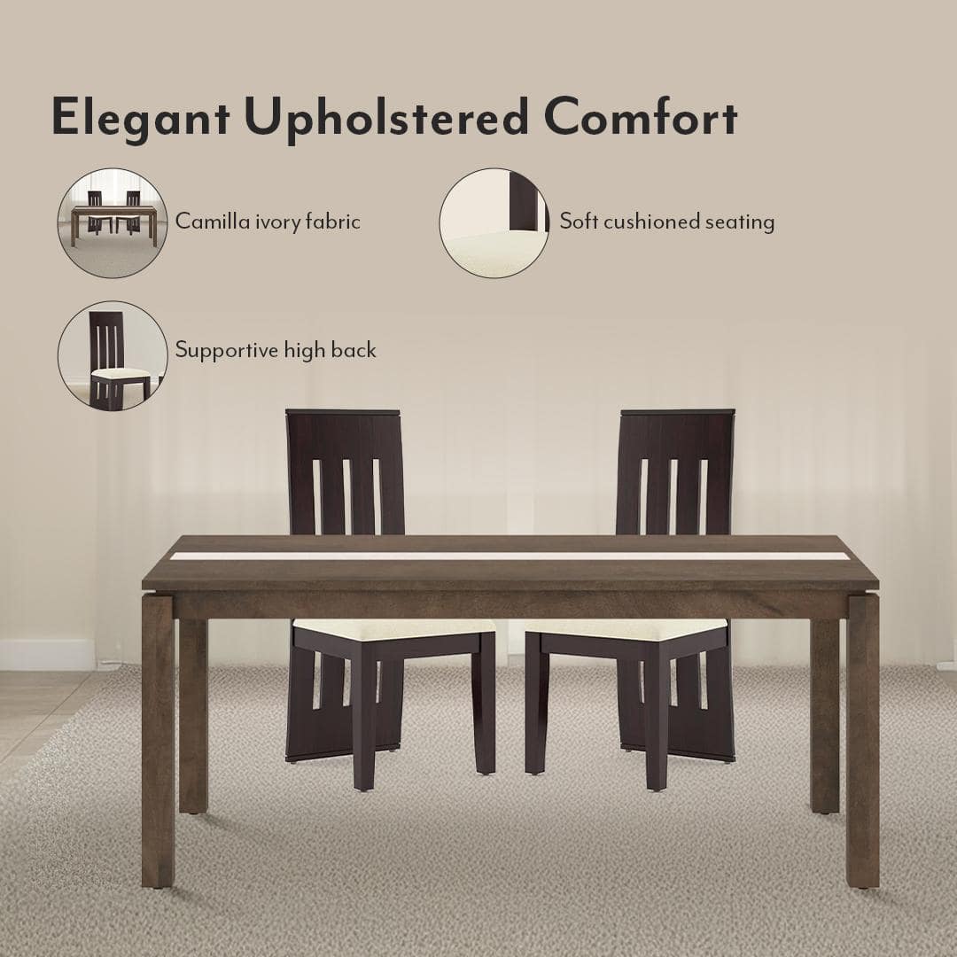 Sinai Dining Chair Set Of 2 In Mahagony Finish With Camilla Ivory Colour