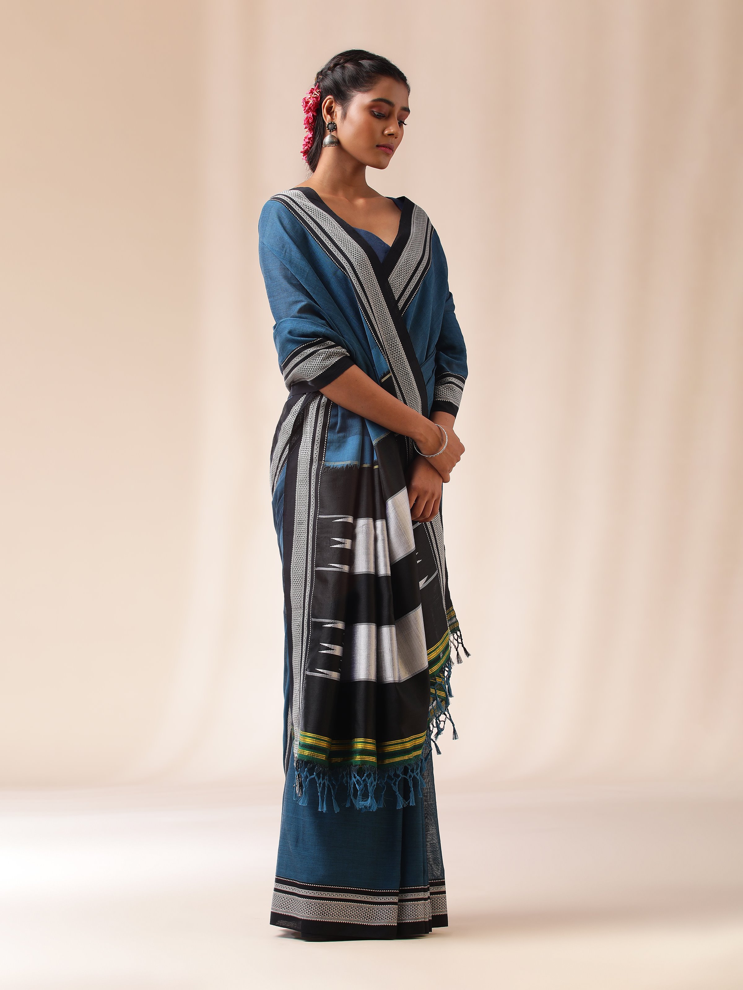 Blue Cotton & Silk Ilkal Saree