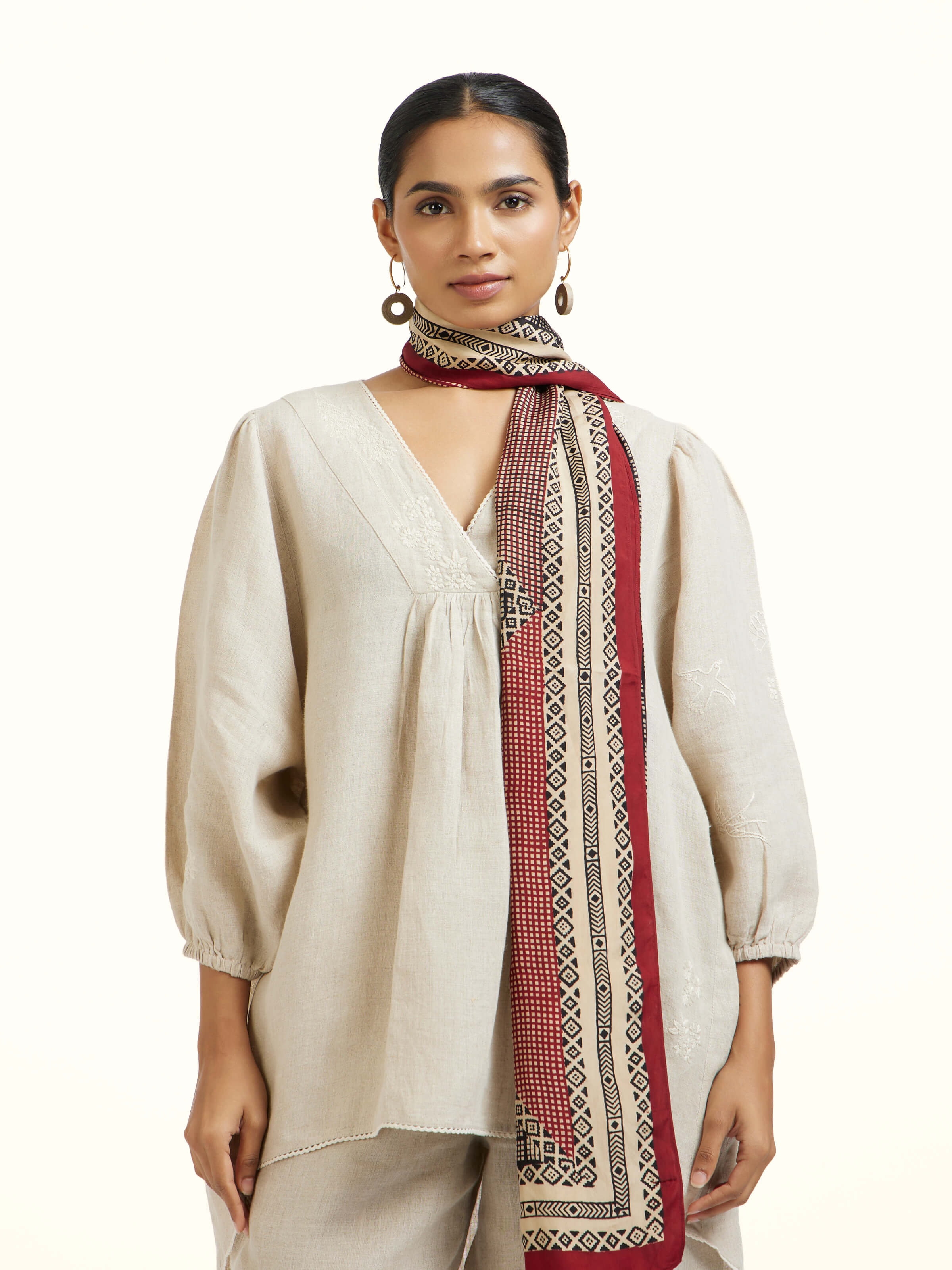 Rust Silk Bagh Hand Block Printed Stole