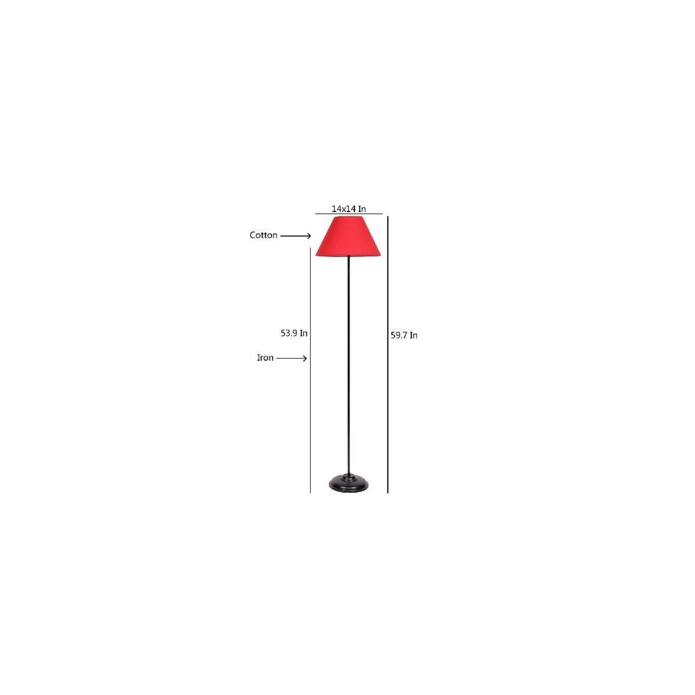 Schylar Red Fabric Floor Lamp with Black Iron Base