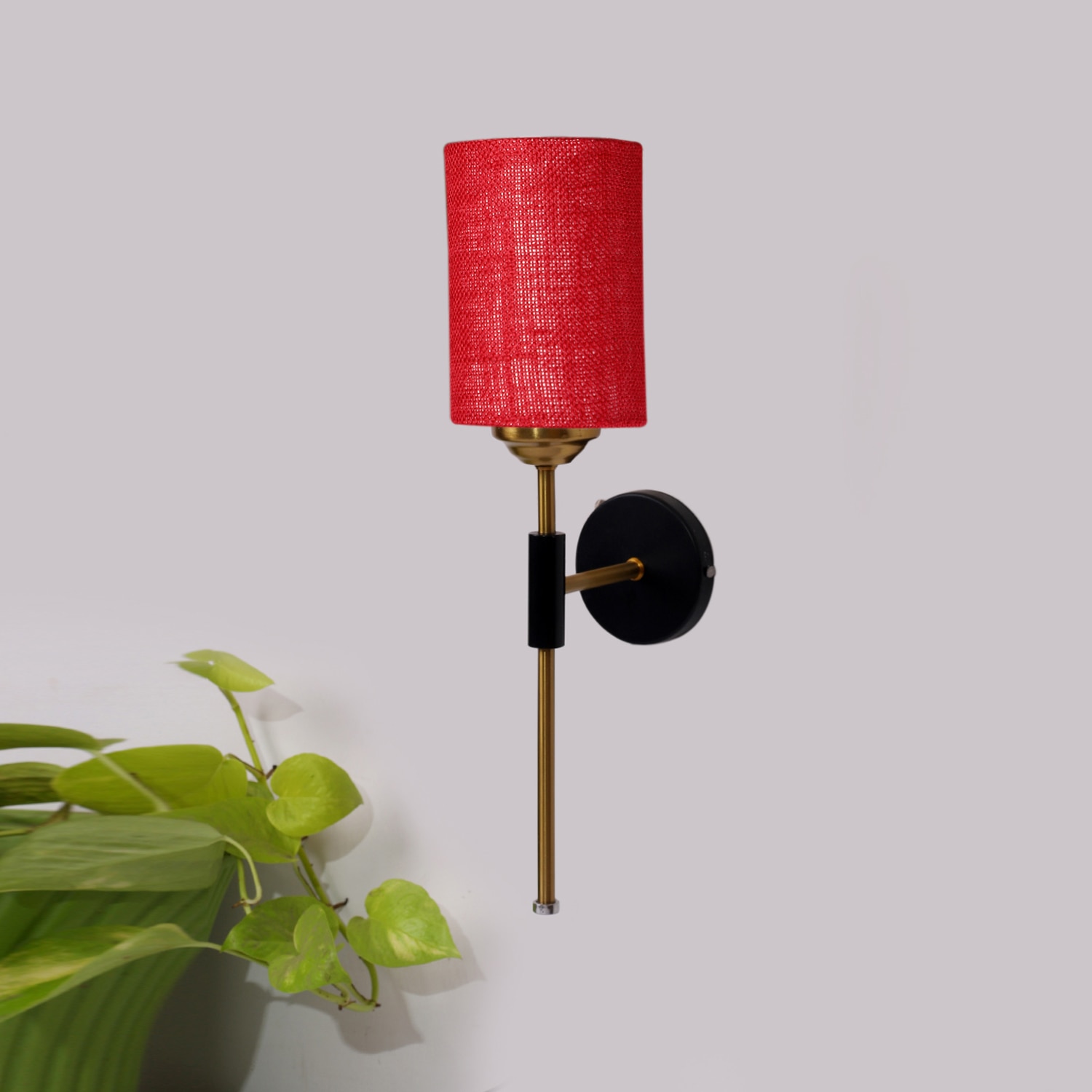 Devansh Metal Electric Wall Light in Black Colour with Maroon Shade Count of 1 Light - Devansh