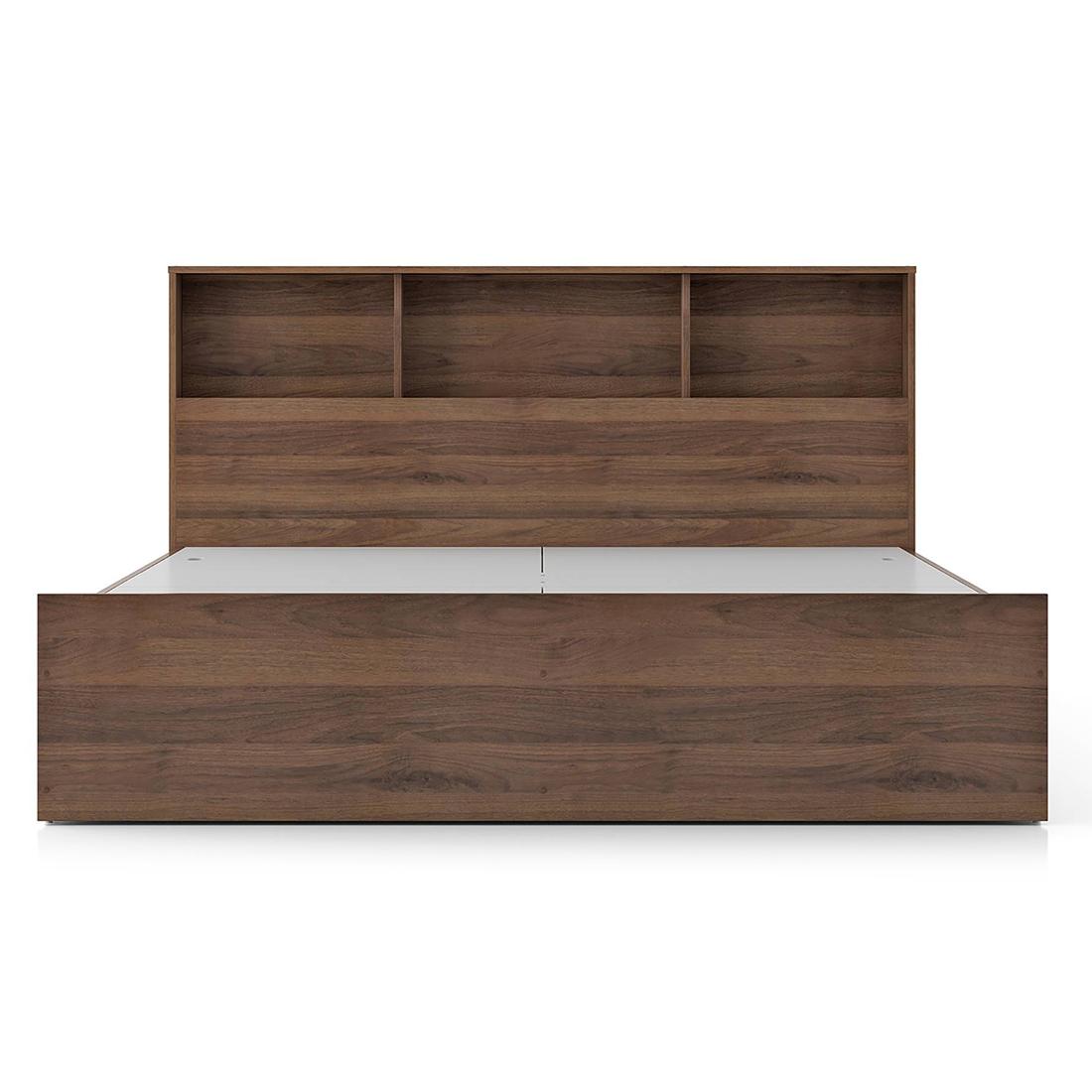 Jasper Engineered Wood Queen Size Box Storage Bed In Classic Walnut Finish