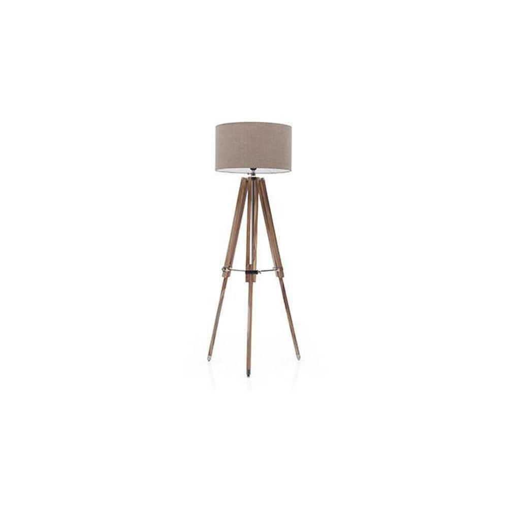 Kepler Tripod Floor Lamp Colour Natural Linen Drum Shade