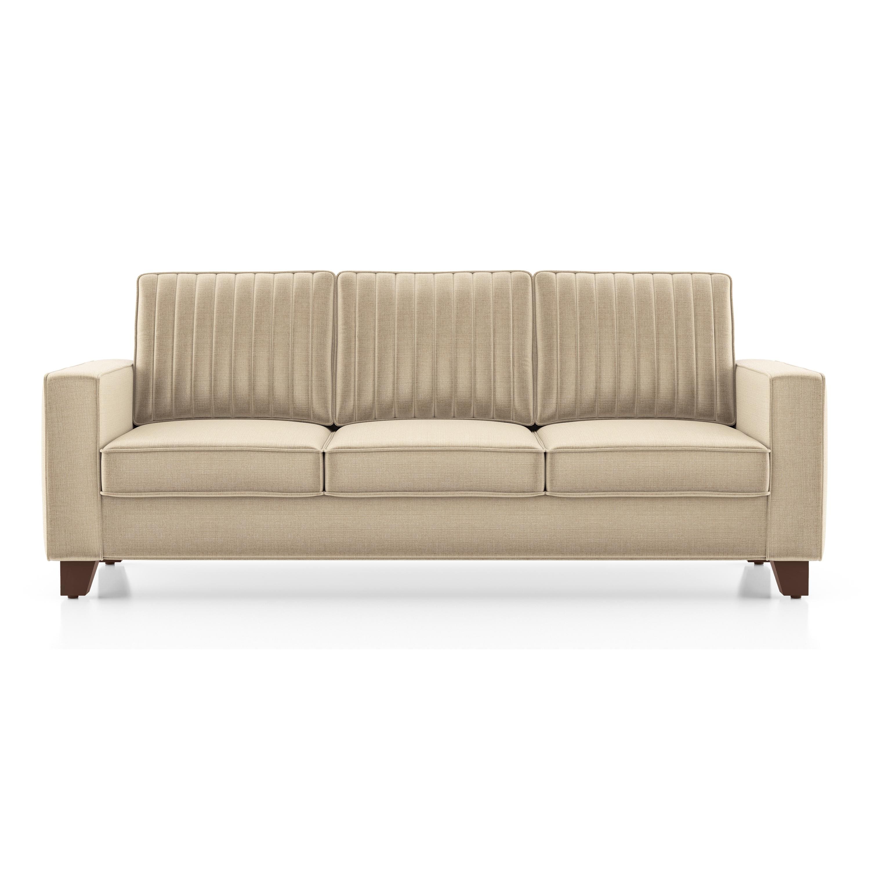 Apollo Neo 3 Seater Fabric Sofa in Pearl White Colour (Back Height : Regular, Cushion Type : Soft)