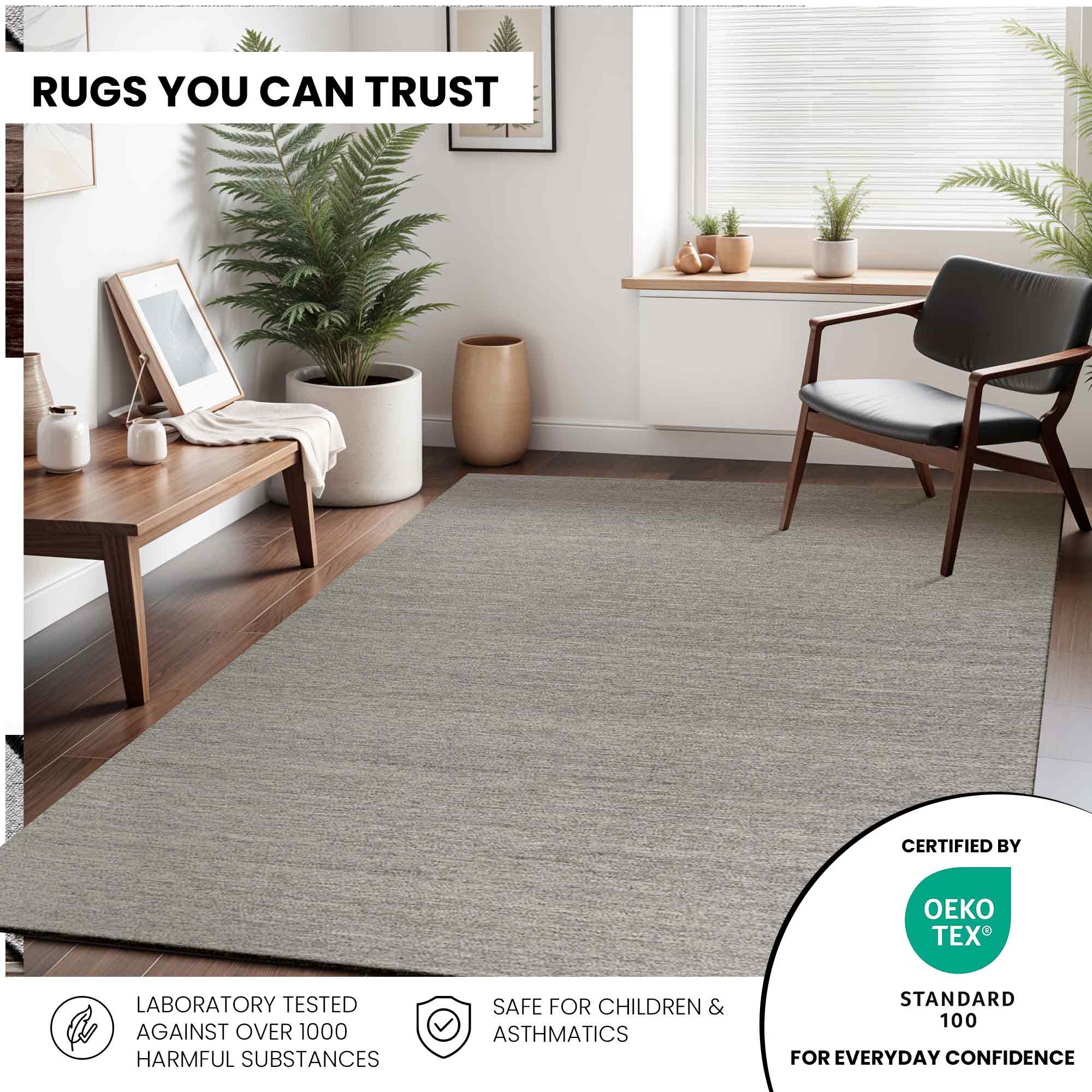 Hand Woven Solid Acacia Grey Rug