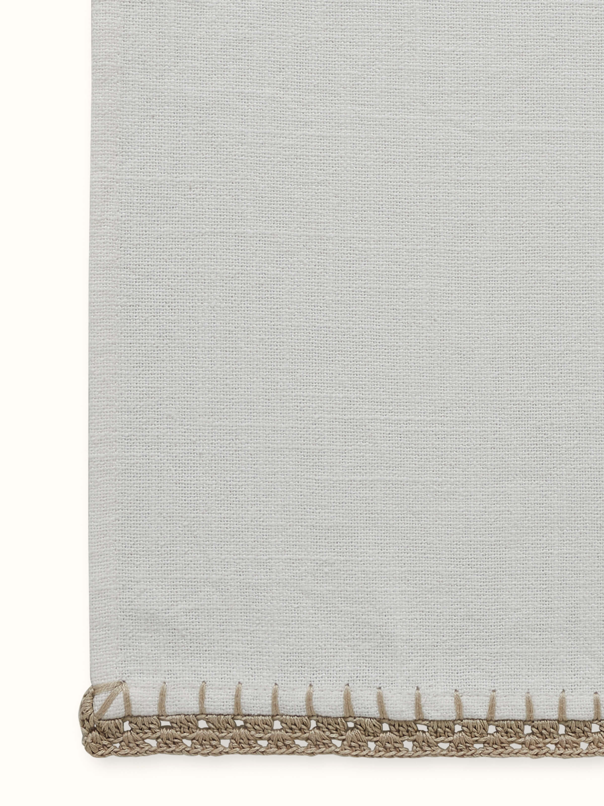 Nityam Ivory Cotton Slub Crochet Table Runner