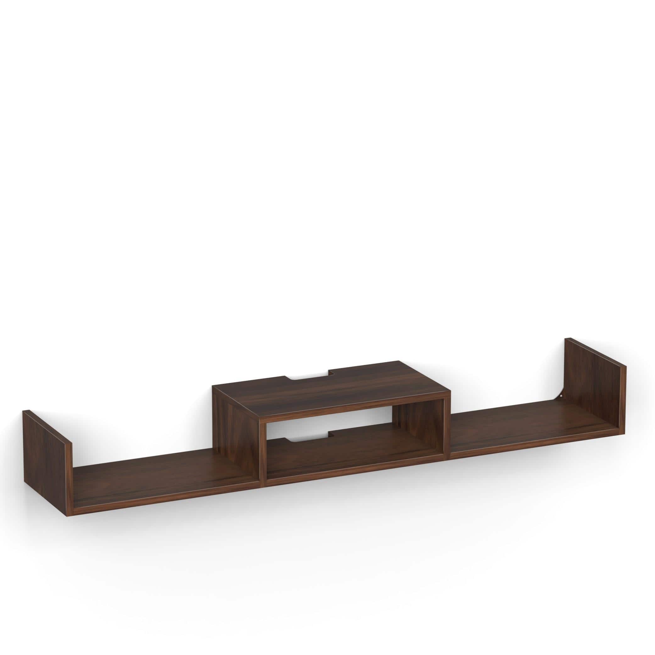 Aero Engineering Wood Wall Mount Tv Entertainment Unit In Brown Maple Finish