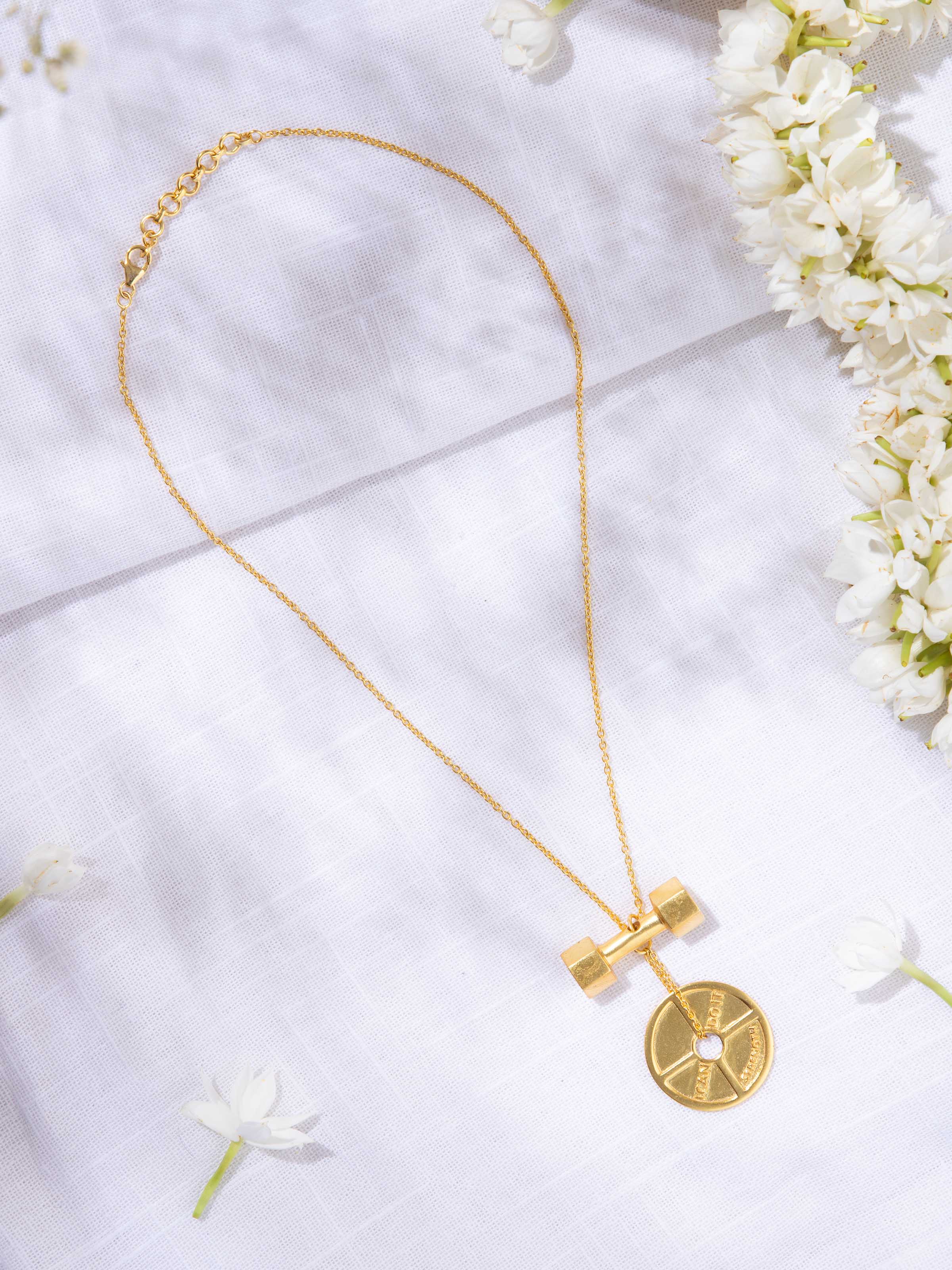 Lifestyle view of pendant and chain styled on neck, accentuating elegant ethnic charm.