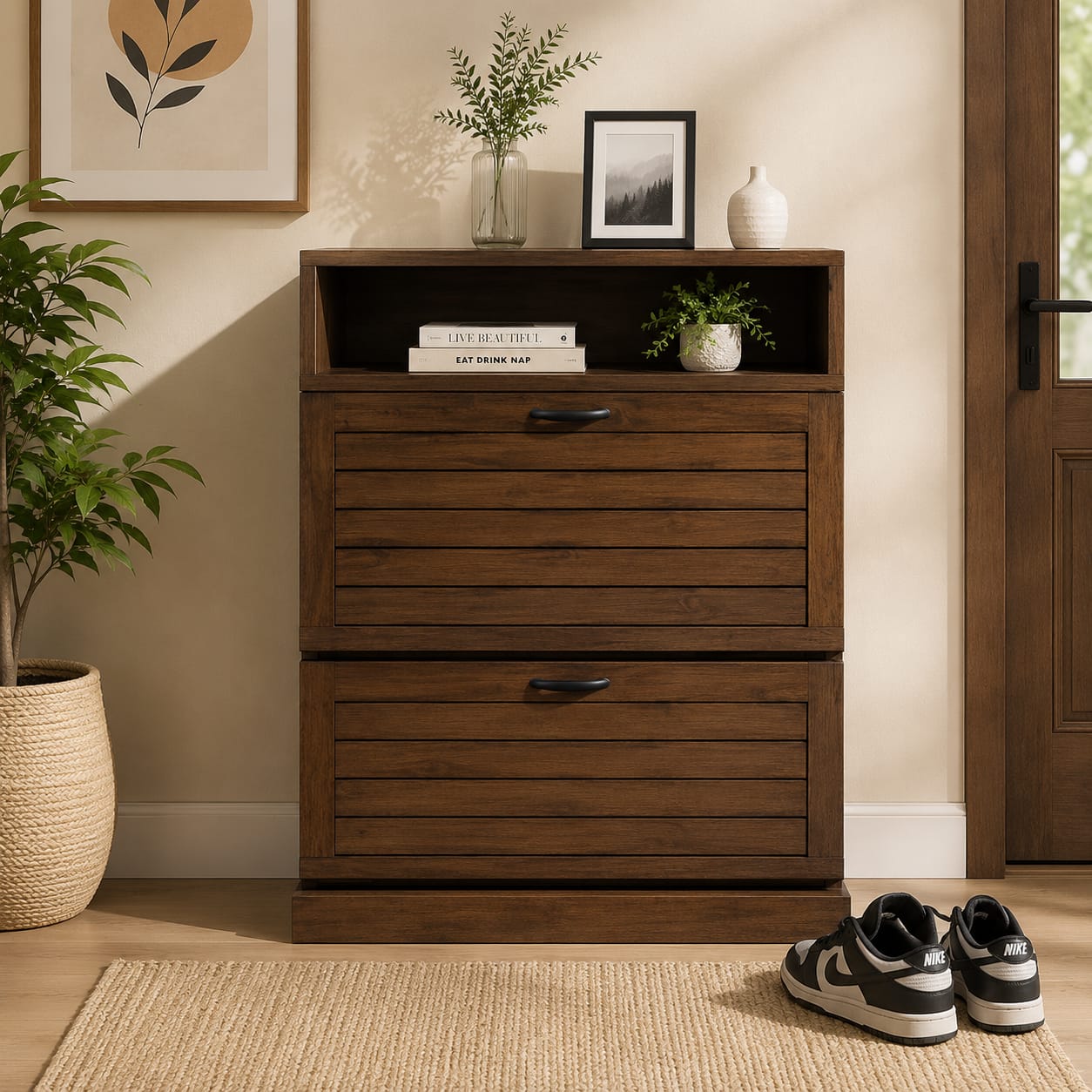 Shri Art Solid Wood Shoe Rack