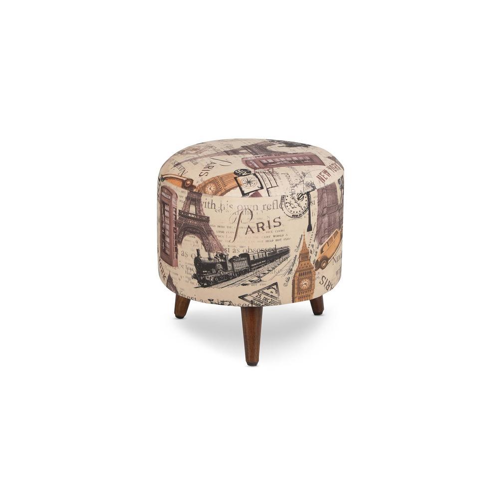 Ryder Solid Wood  Ottomon in  Beige Colour
