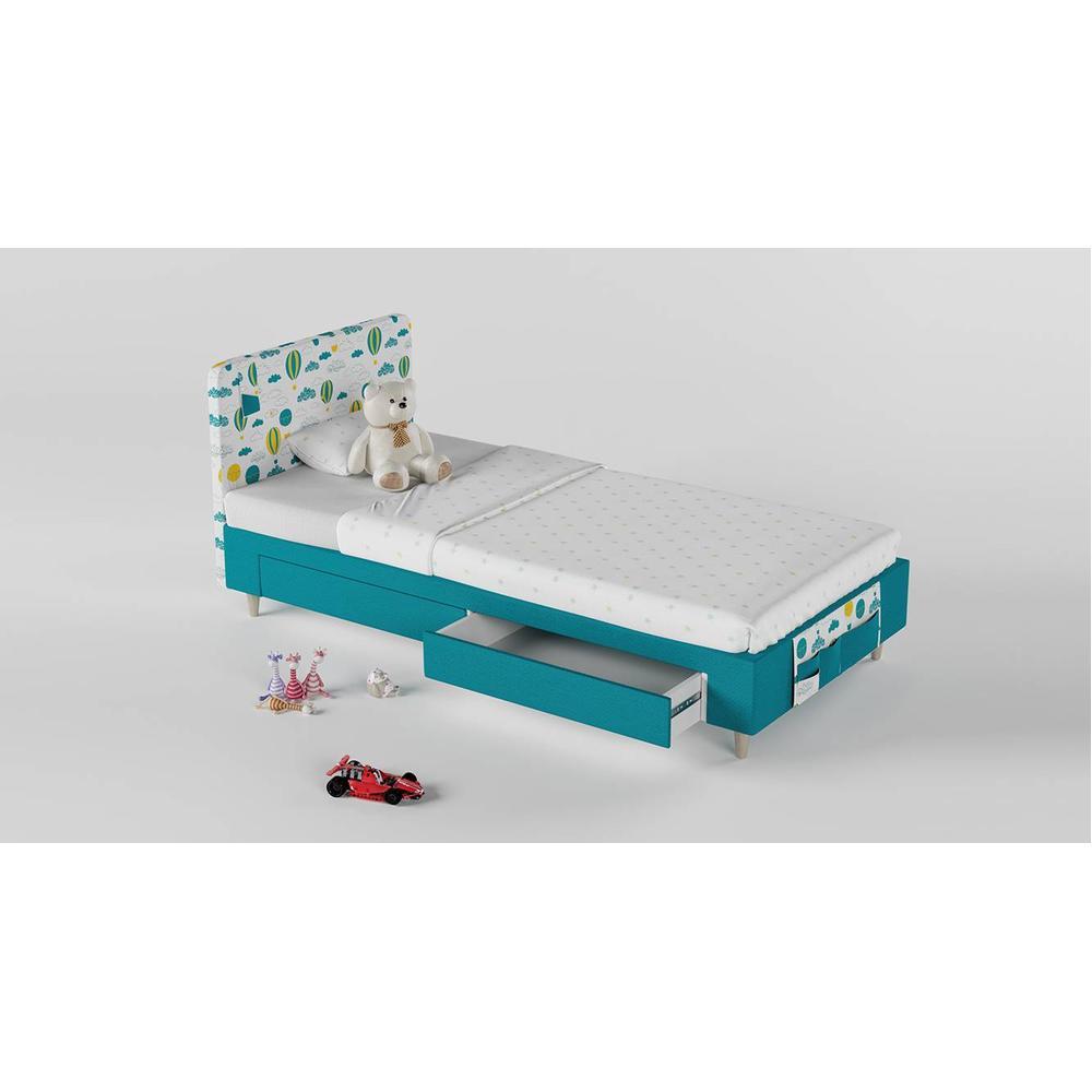 Color Play Engineered Wood Drawer Storage Bed in Blue Colour