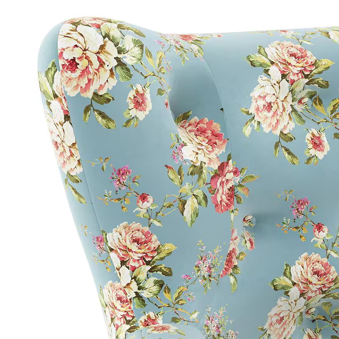 Frida 2 Seater Fabric Loveseat In Dusty Teal Floral Colour