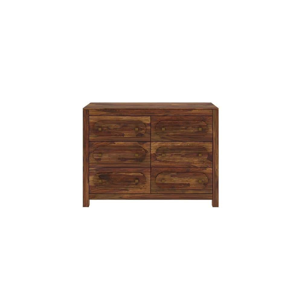 Woodwhiz Solid Wood Chest of 6 Drawers in Provincial Teak Finish