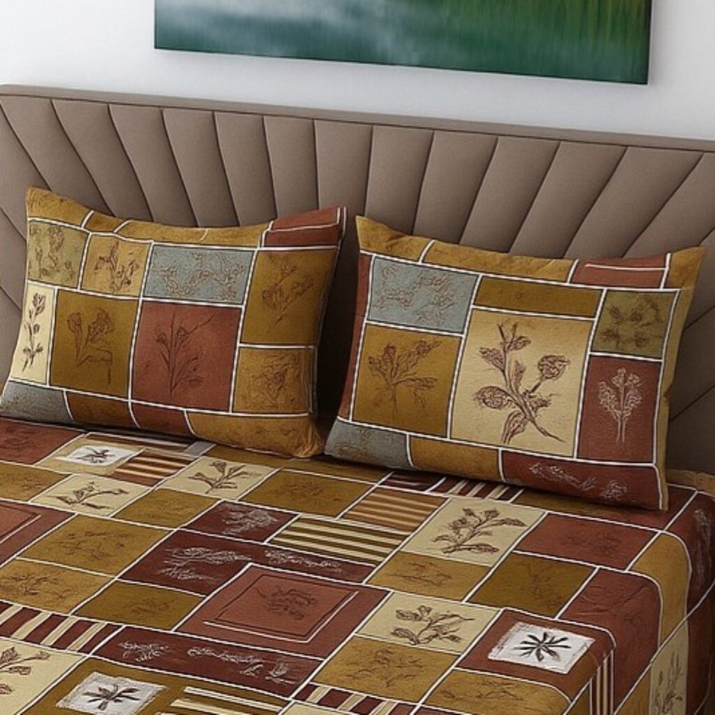 Multicolor Floral 400 TC Cotton Flat Super King Size Bedsheet With 2 Pilllow Covers From Threads