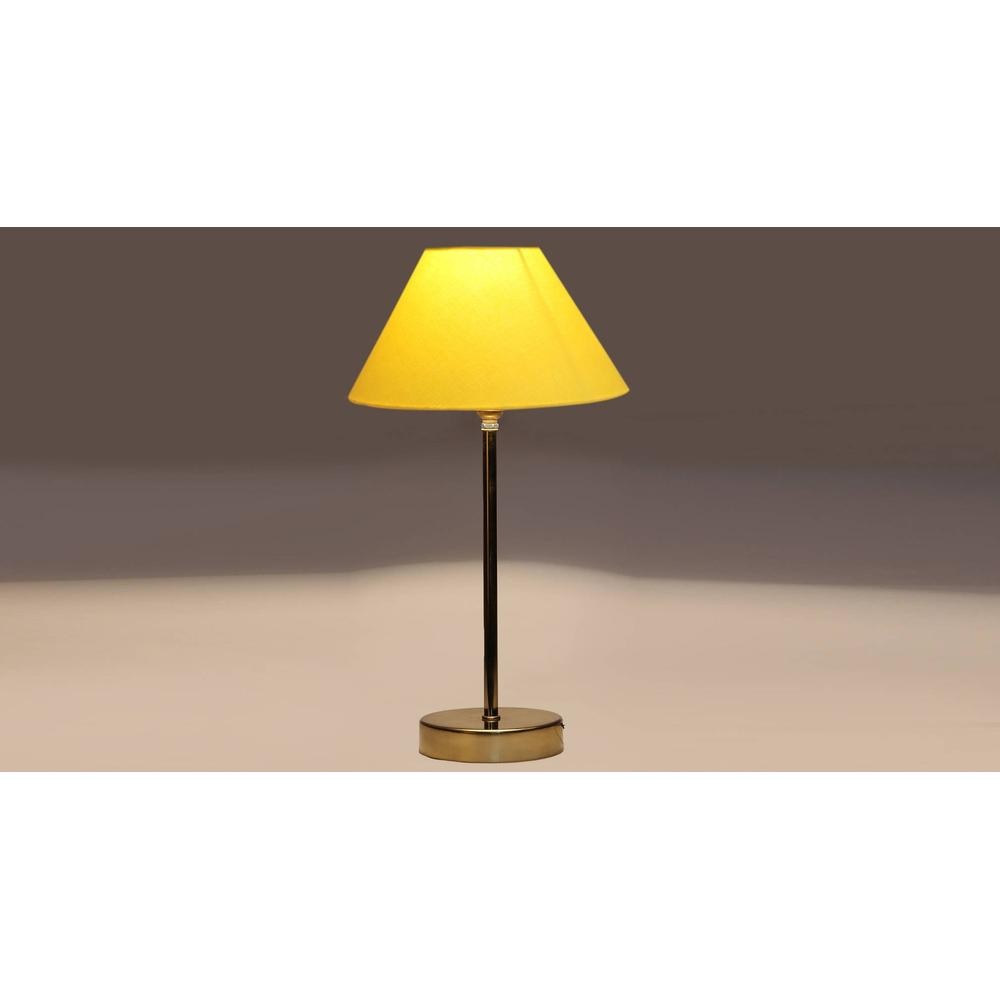 Yellow cotton with Metal Gold Table Lamp