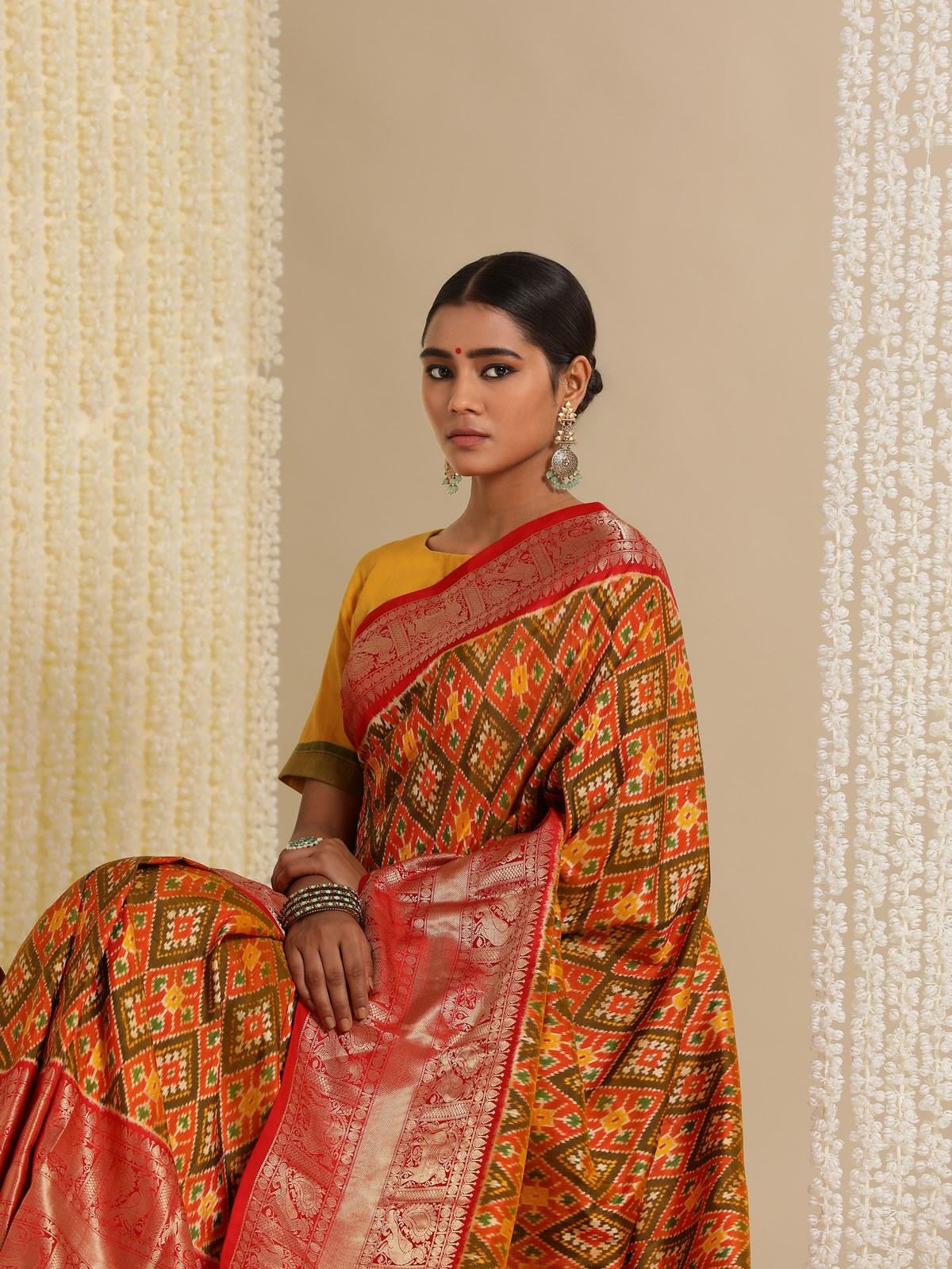 Green Silk Ikat Saree