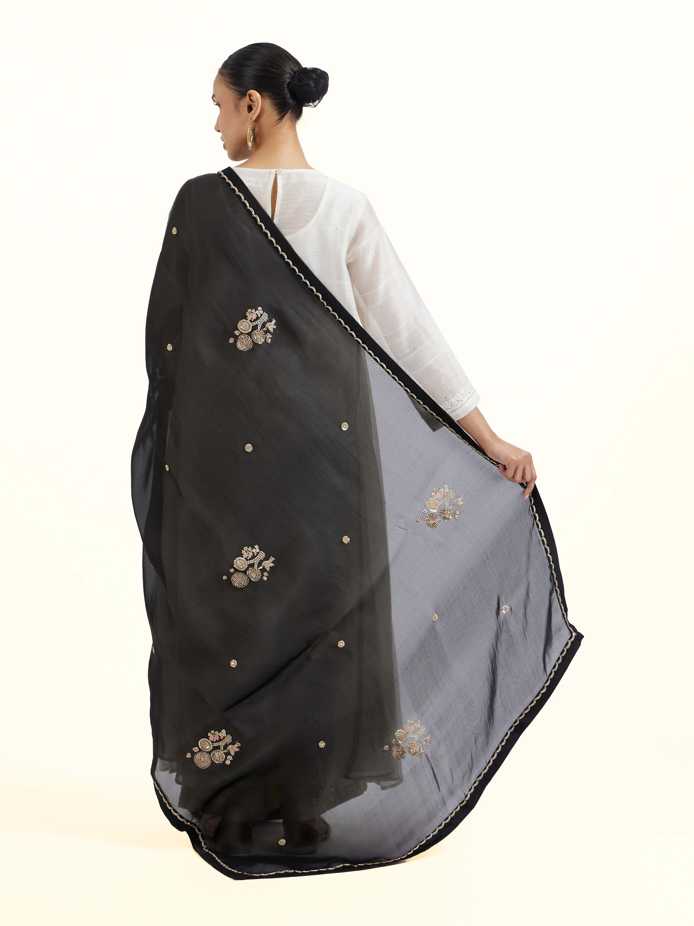 Black Banarasi Handloom Dupatta