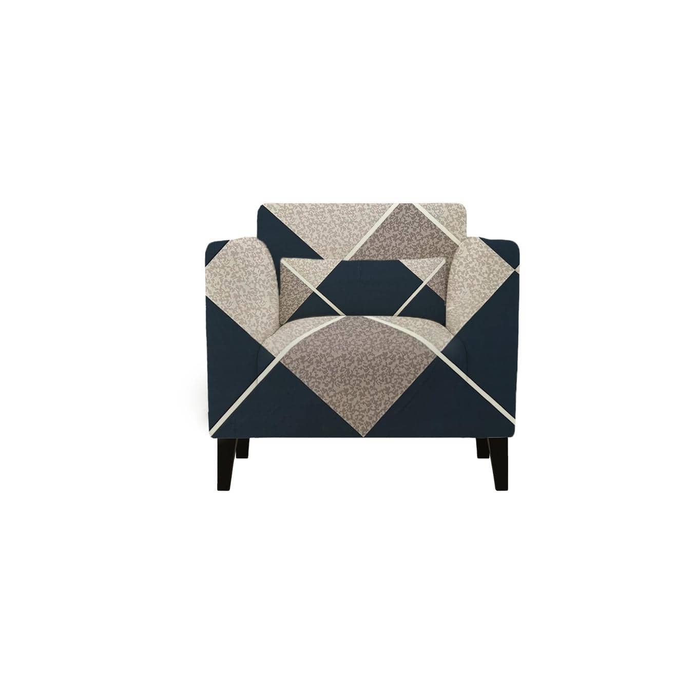 1 Seater Navy Cubes Sofa Cover