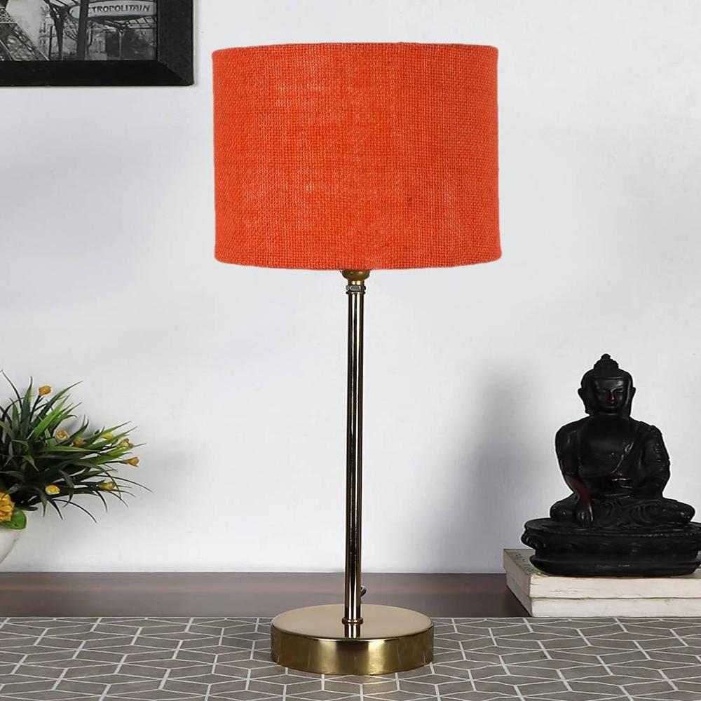 Orange Jute with Metal Gold Table Lamp - Devansh