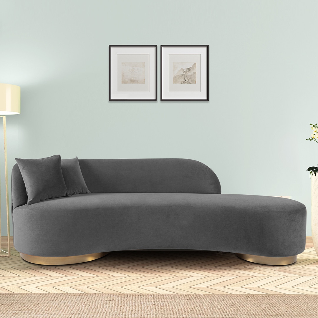 Maddox Velvet 3 Seater Sofa in Grey Colour
