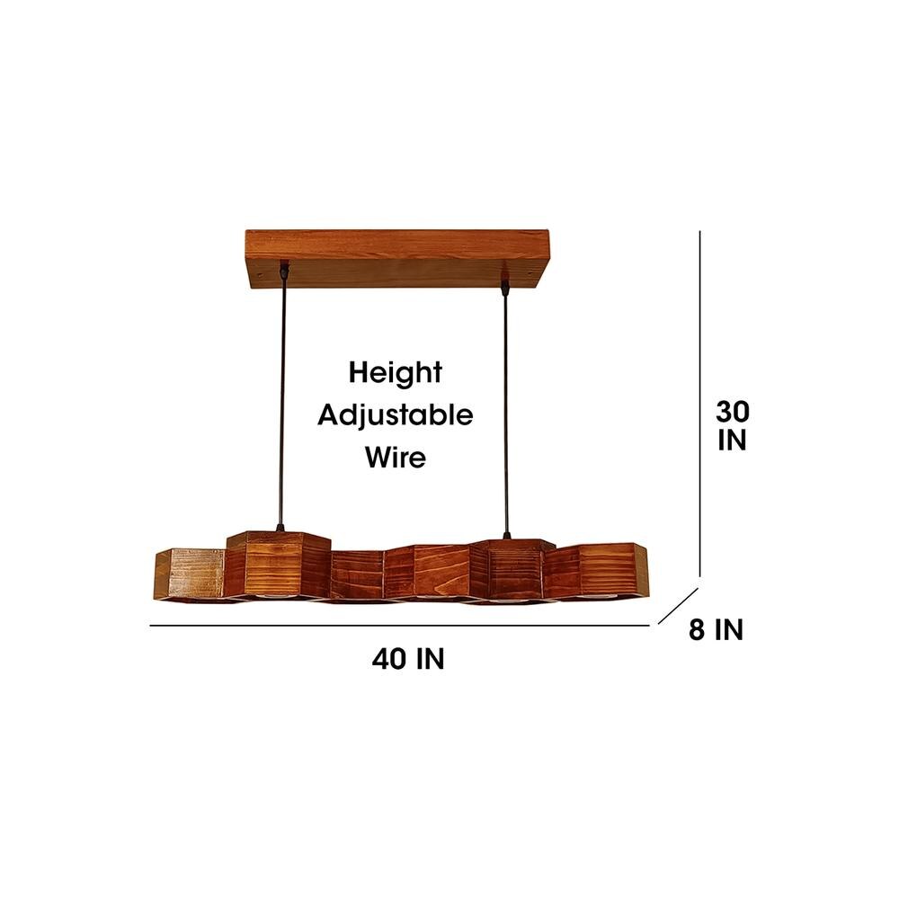 Hexa 36 Brown Wooden LED Hanging Lamp