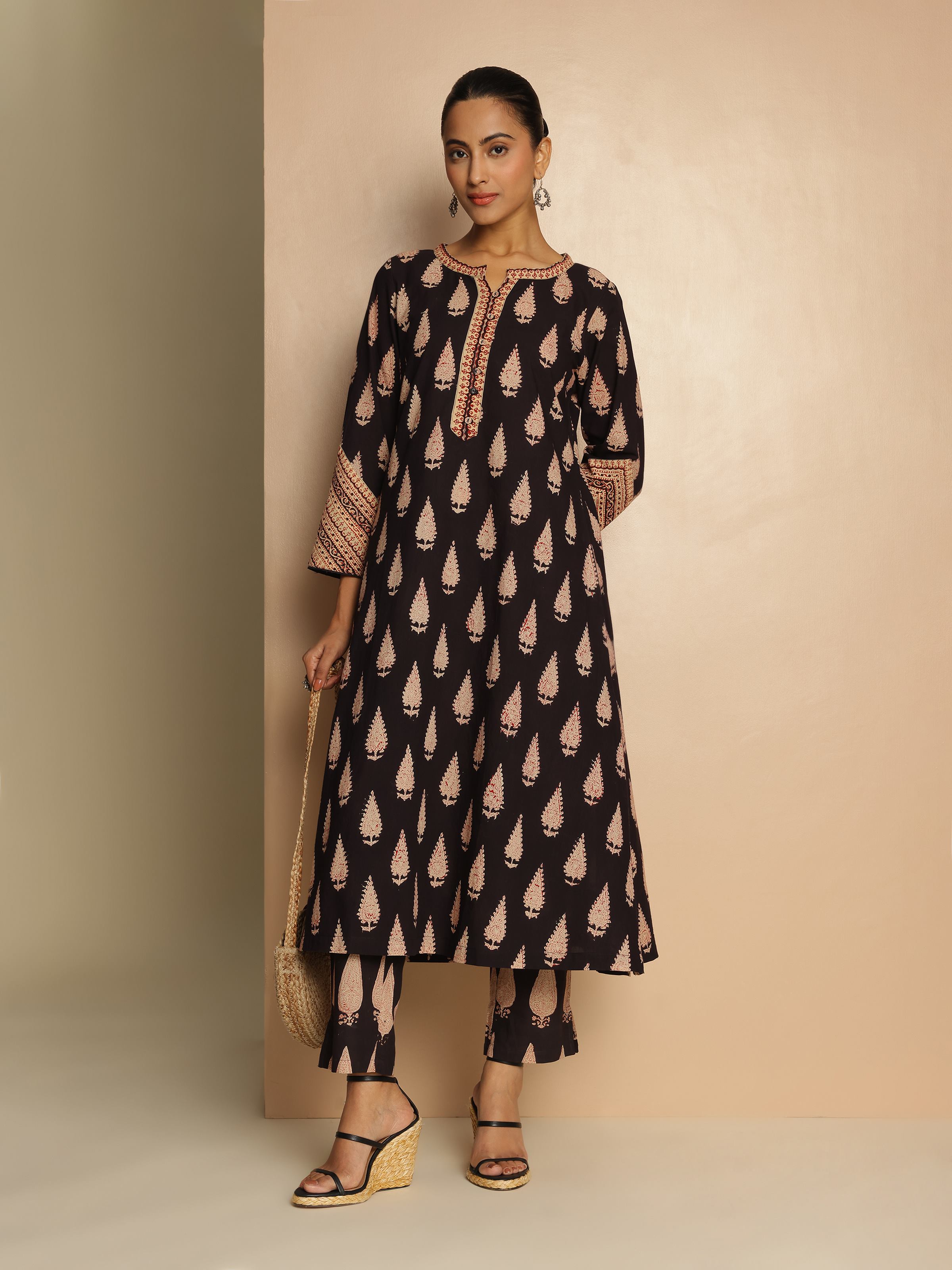 Black Bagru Block Printed Kurta