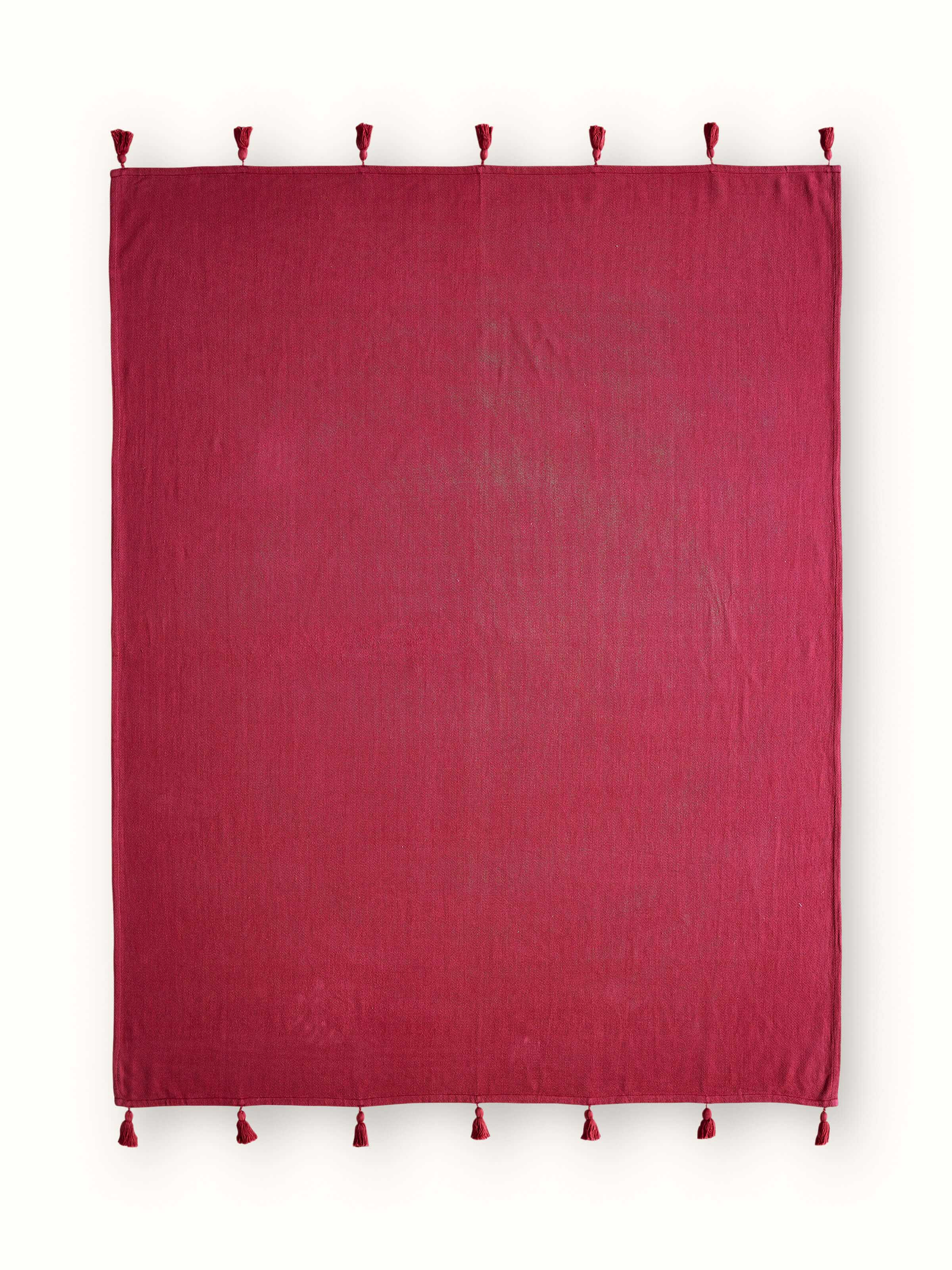Tavas Magenta Cotton Twill Cotton Handloom Throw