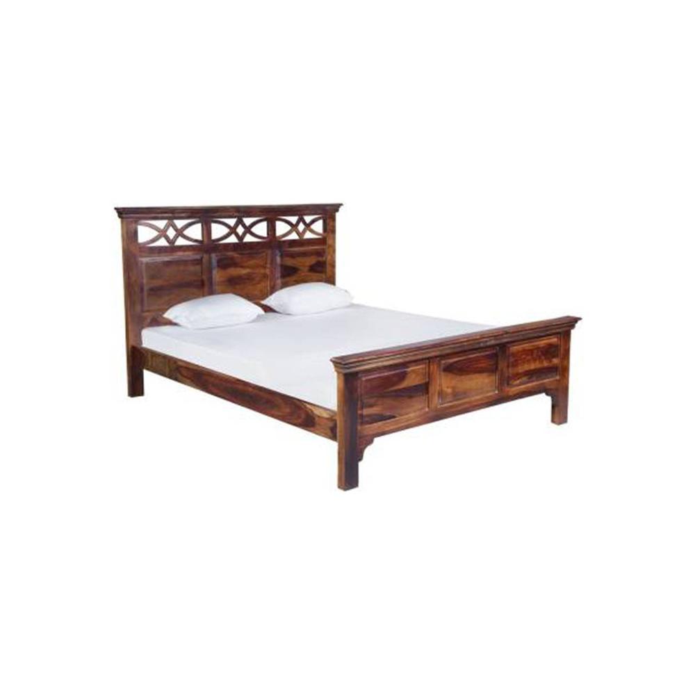 Aarohi Solid Wood Queen Size Non Storage Bed In Provincial Teak Finish