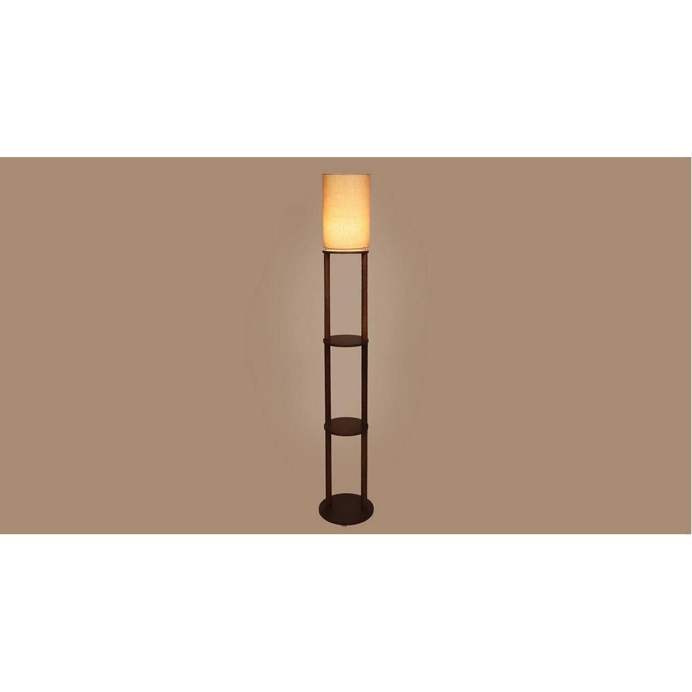 Django Grey Jute Floor Lamp with Solid Wood