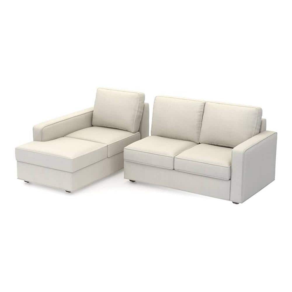 Apollo Compact Sofa (Colour : Pearl, Cushion : Soft, Back Type : Regular, Seating Capacity : Left Aligned 2 Seater + Left Aligned Chaise + Ottoman)
