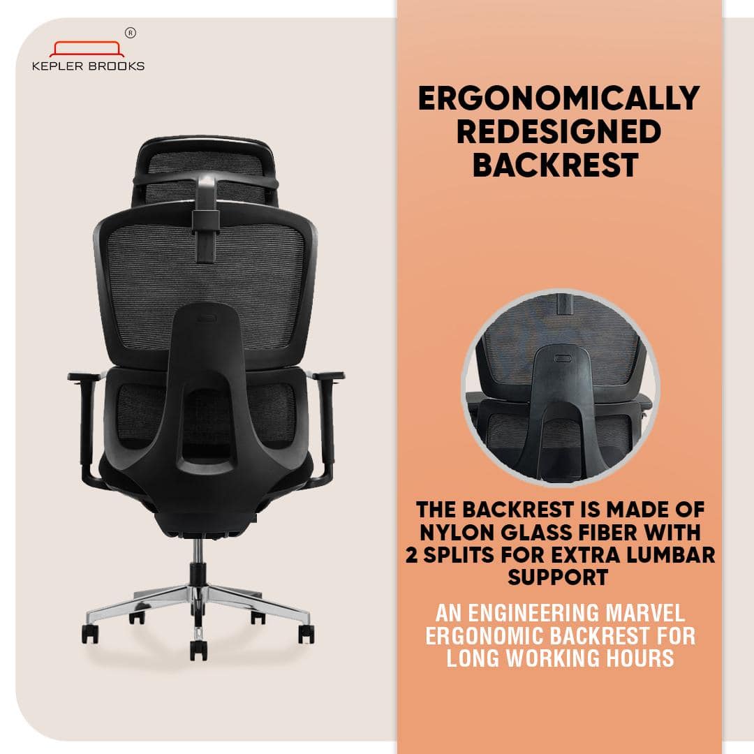 Imperia Pro Ergonomic High Back Study Chair with Headrest in Black Colour