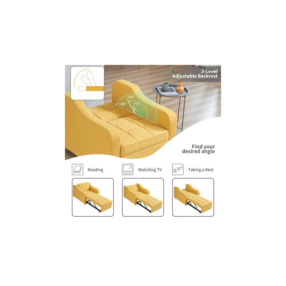 Alysha 1 Seater Sofa Cum Bed In Yellow Color