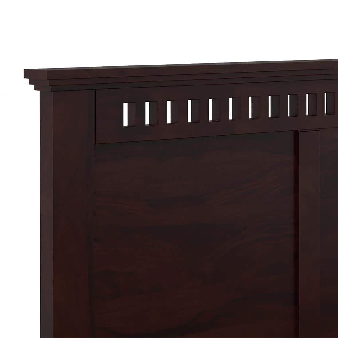 Fidora Solid Wood Queen Size Hydraulic Storge Bed In Mahogany Finish