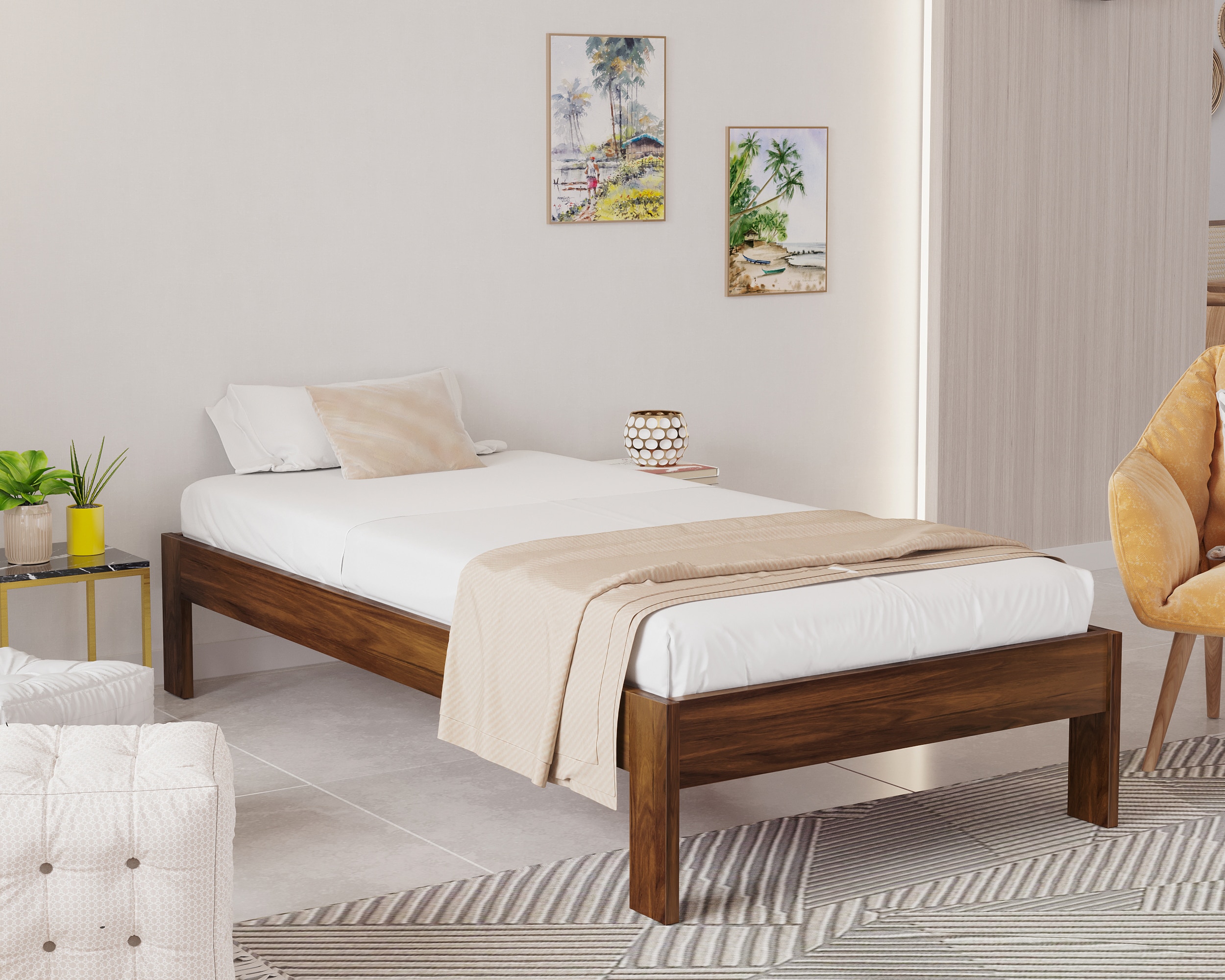 BLUEWUD Roverb Engineered Wood Single Diwan Day Bed Without Storage Box for Kids Adult Bedroom Home Furniture (Brown Maple / 72 X 36 Mattress Size) - DIY (Do-It-Yourself)