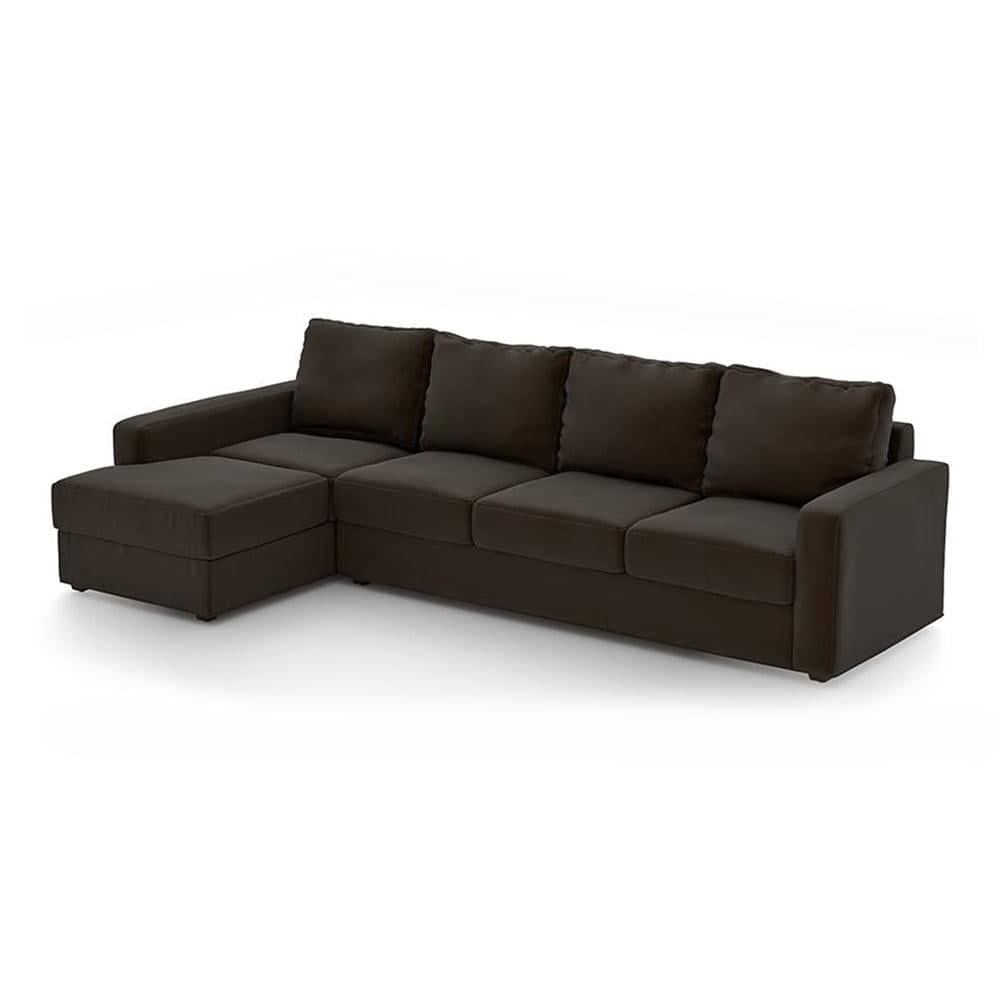 Apollo Compact Sofa (Colour : Chocolate, Cushion : Soft, Seating Capacity : Left Aligned 3 Seater + Left Aligned Chaise + Ottoman)