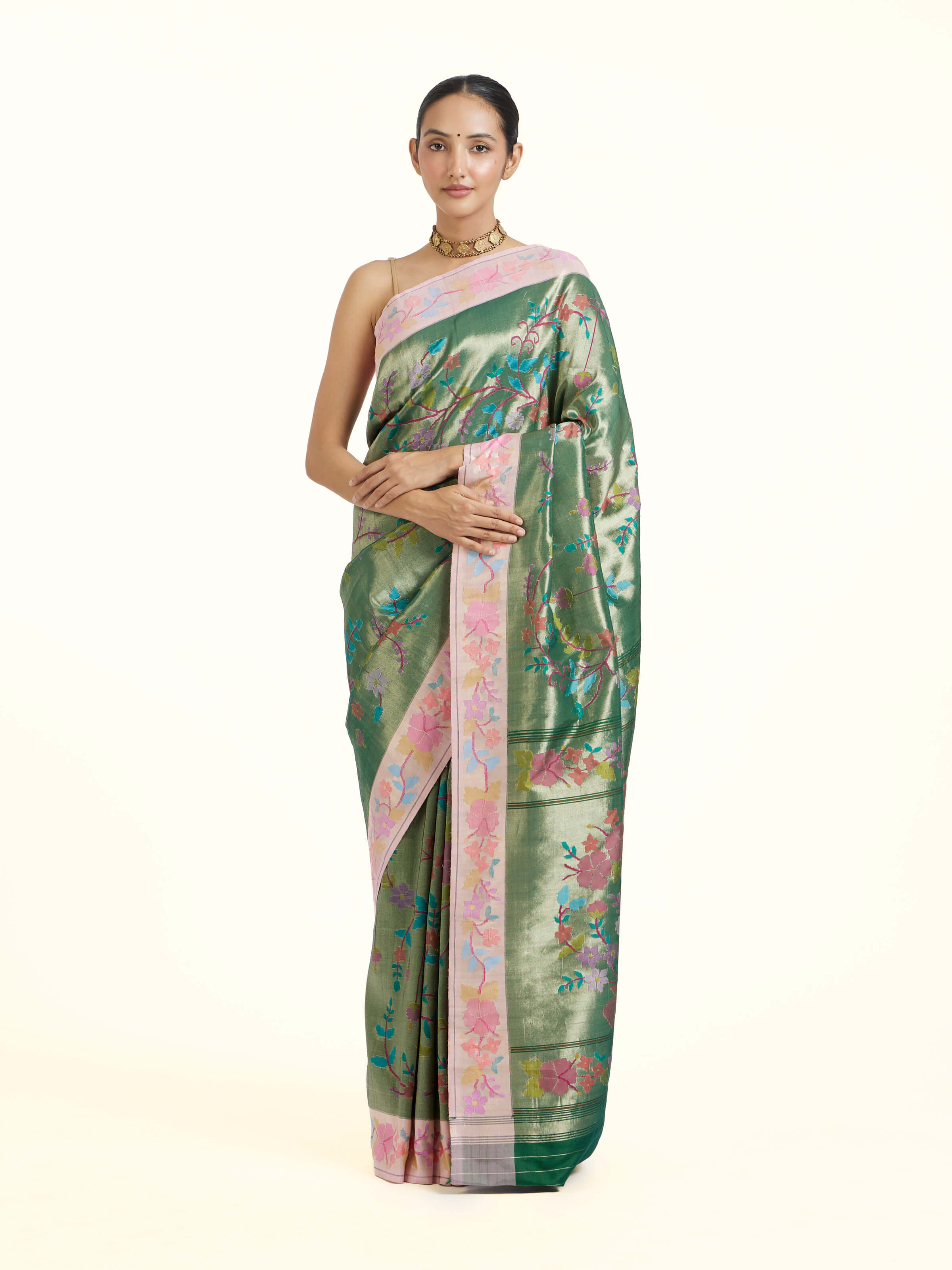 Green Mulberry Silk Paithani Handloom Saree