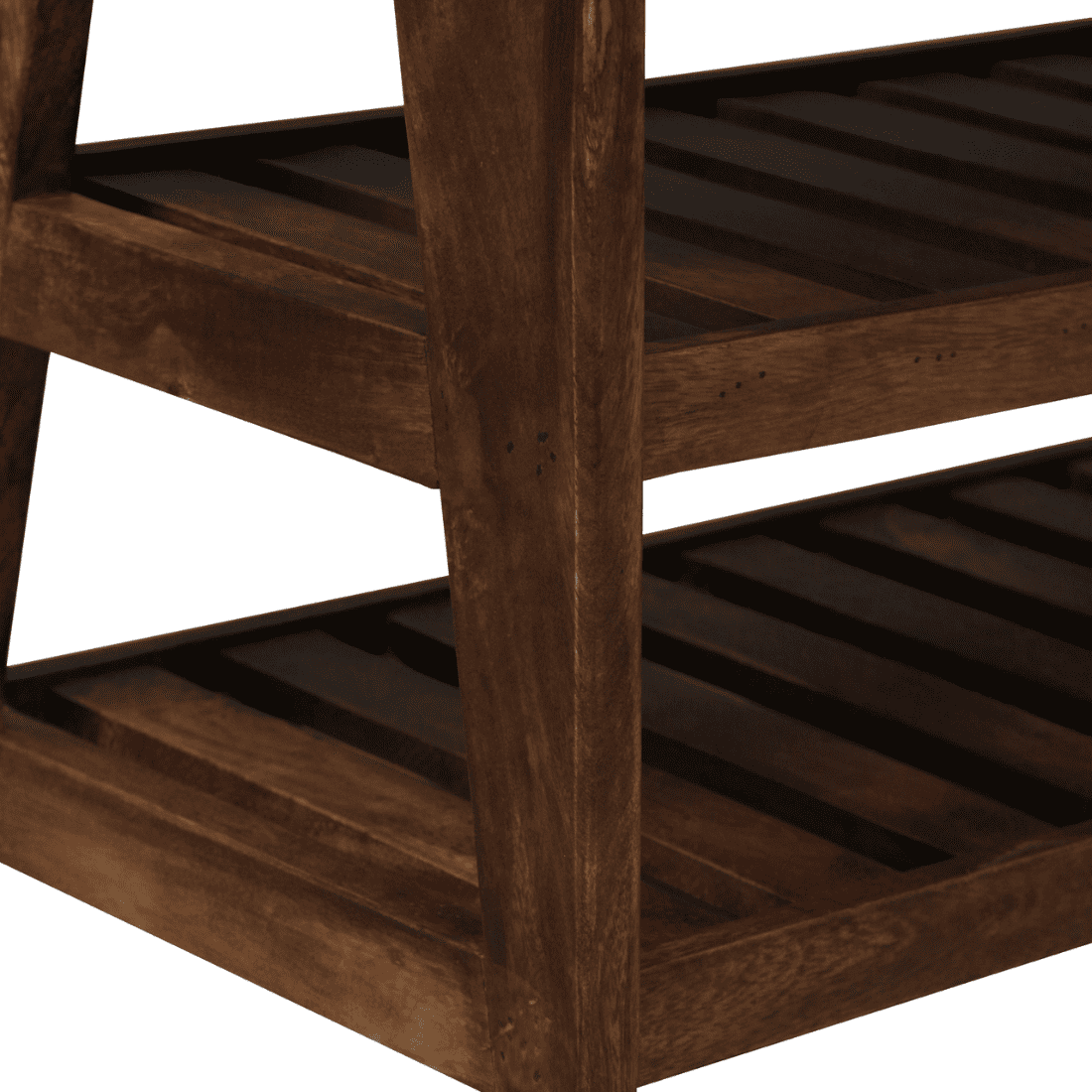 Holmsvik Solid Wood Shoe Rack with Seating in Walnut Brown finish